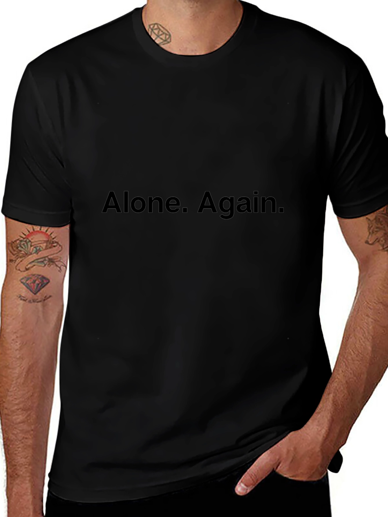 Alone. Again. Graphic Tee - Black Cotton Casual T-Shirt