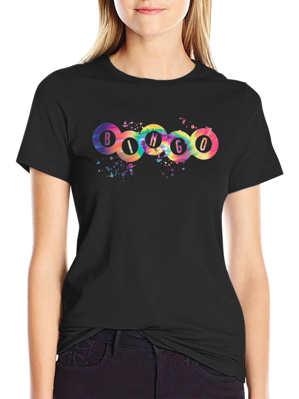 Bingo Tie-Dye Graphic T-Shirt - Round Design
