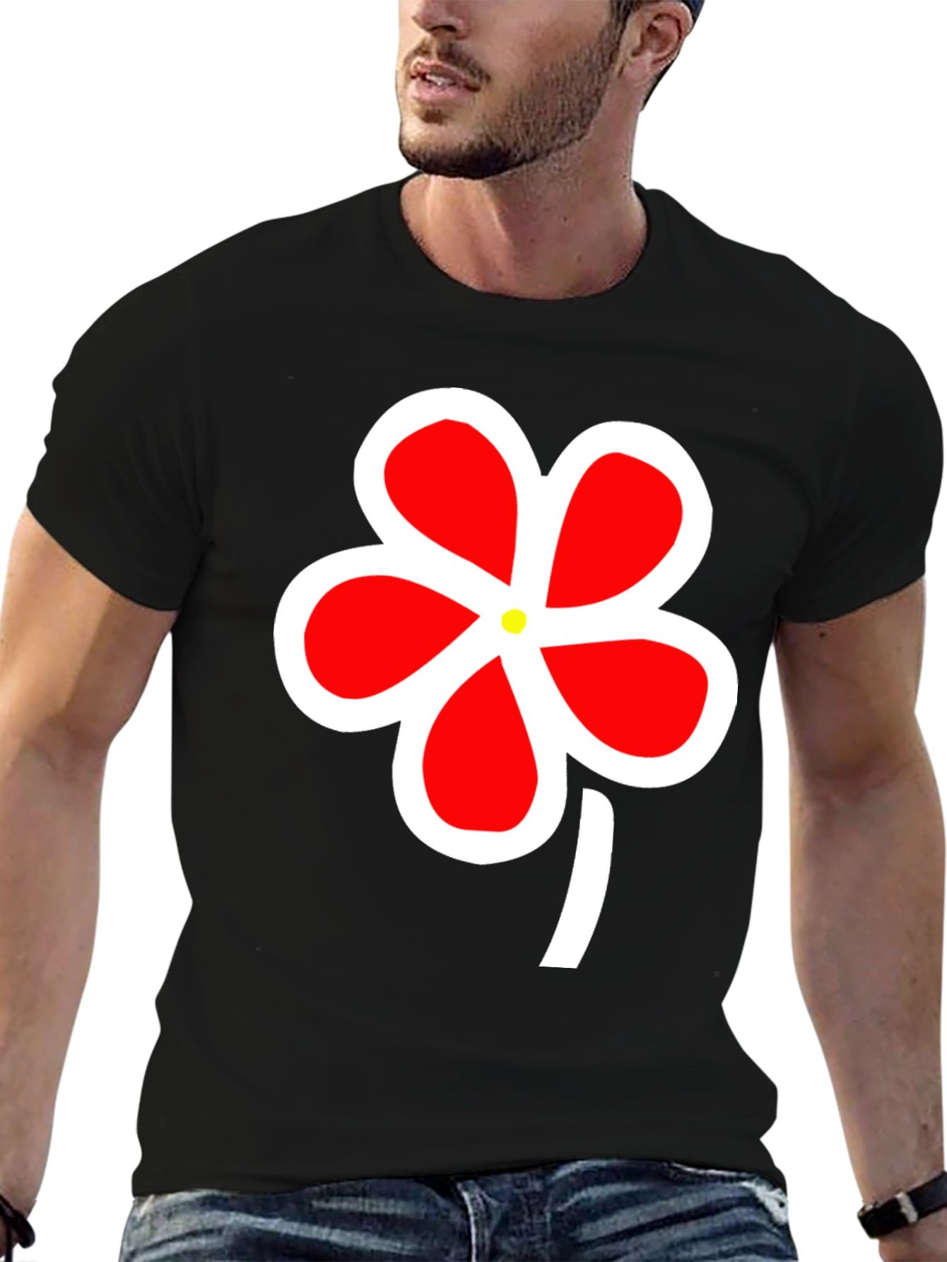 Bold Floral Graphic Tee - Black