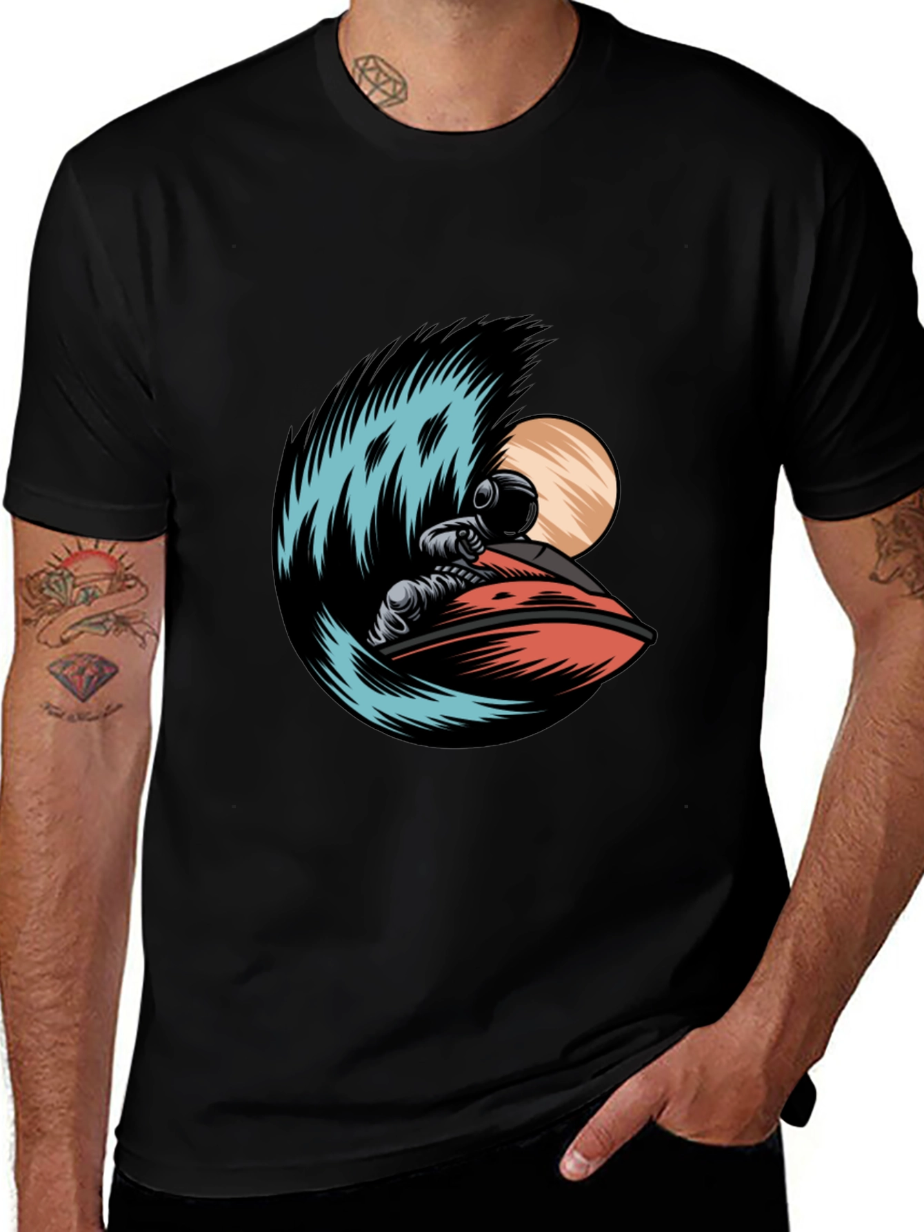 Astronaut Jet Ski Graphic Tee - Black T-Shirt