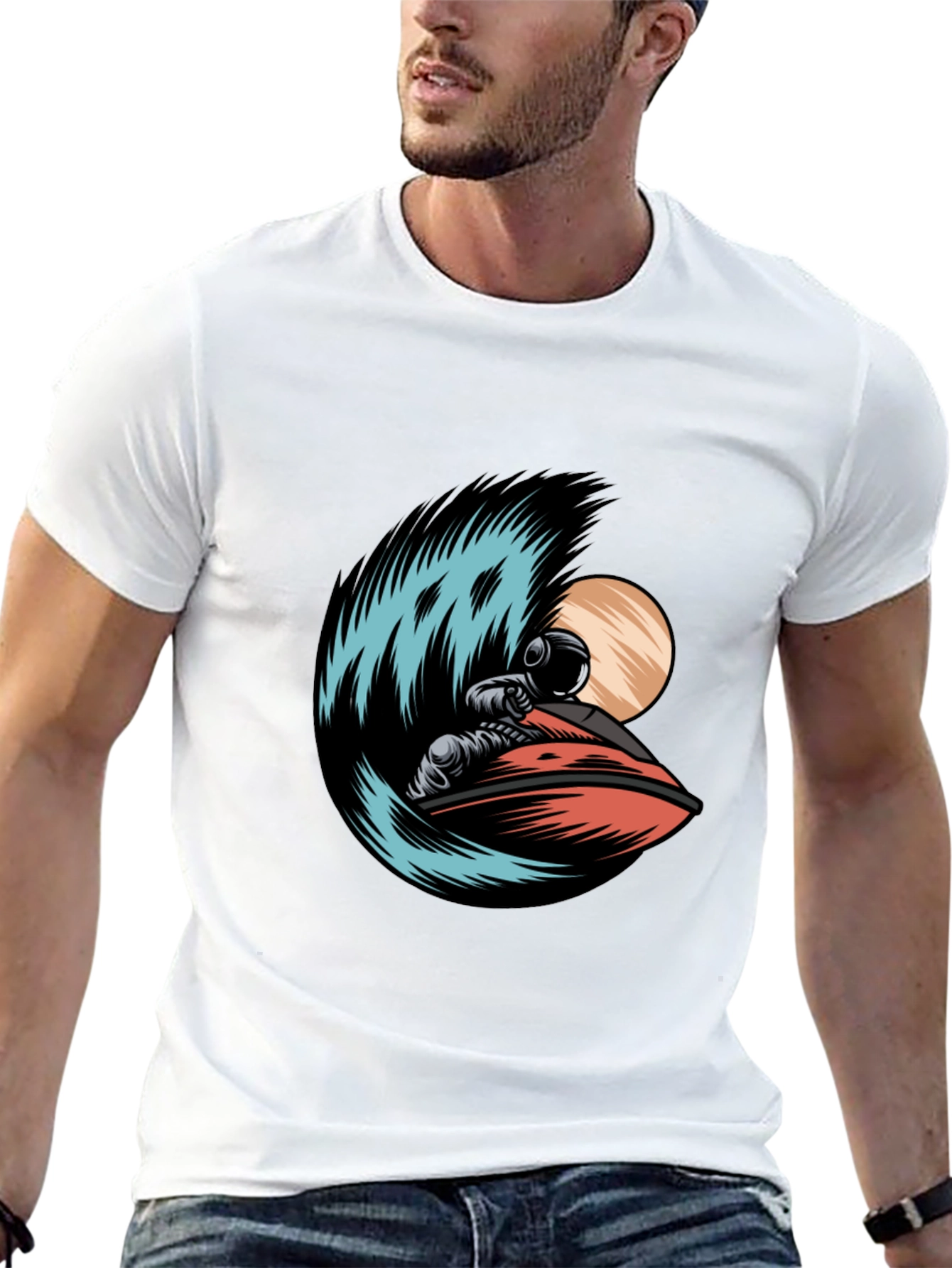 Astronaut Jet Ski Graphic Tee - Black T-Shirt
