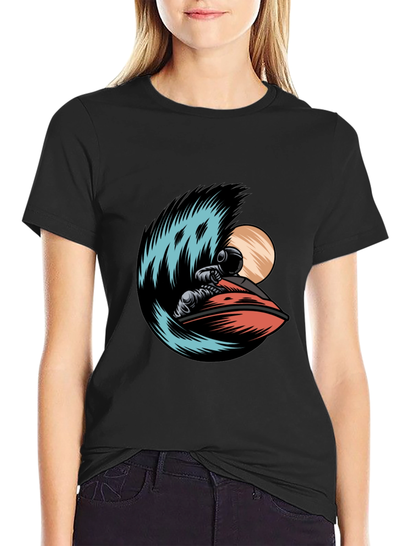 Astronaut Jet Ski Graphic Tee - Black T-Shirt
