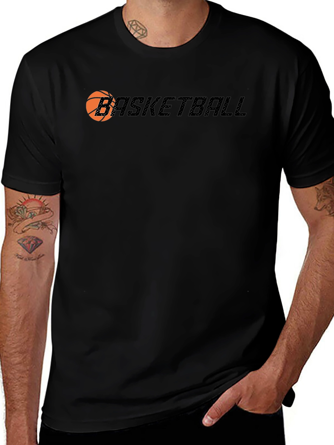 Basketball Graphic Tee - Stylish Mens Black T-Shirt