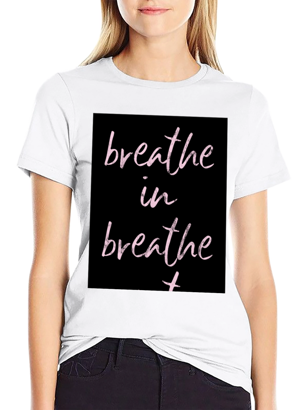 Breathe In Graphic Print Black T-Shirt