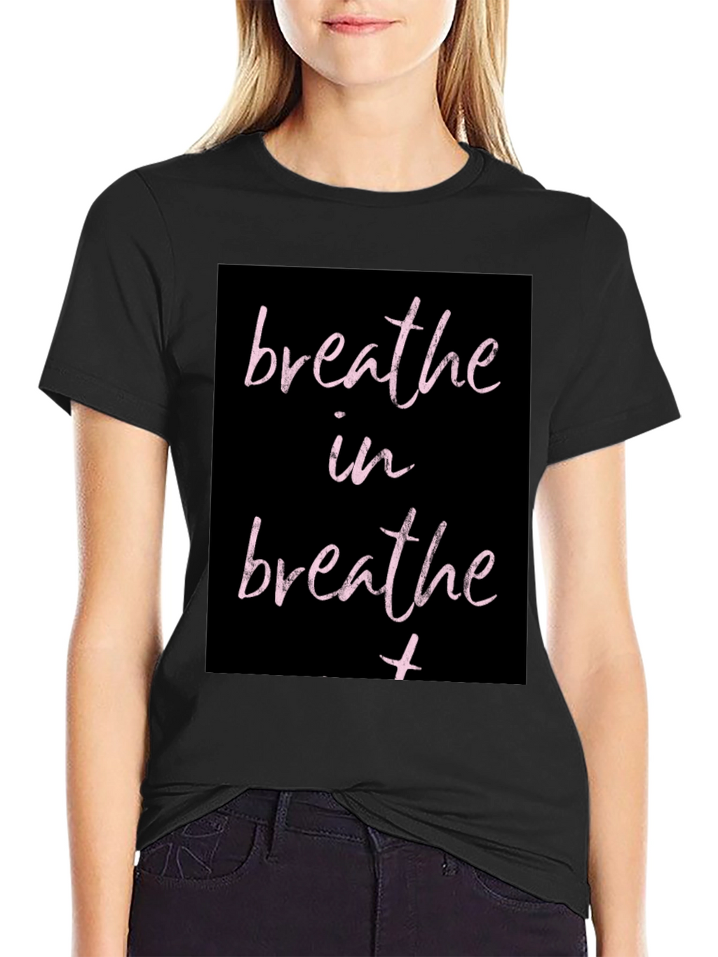 Breathe In Graphic Print Black T-Shirt