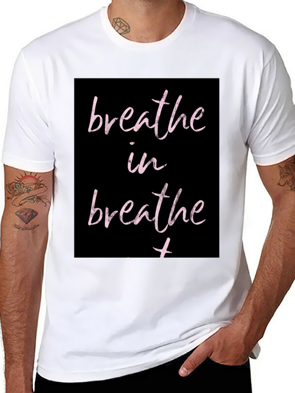 Breathe In Graphic Print Black T-Shirt