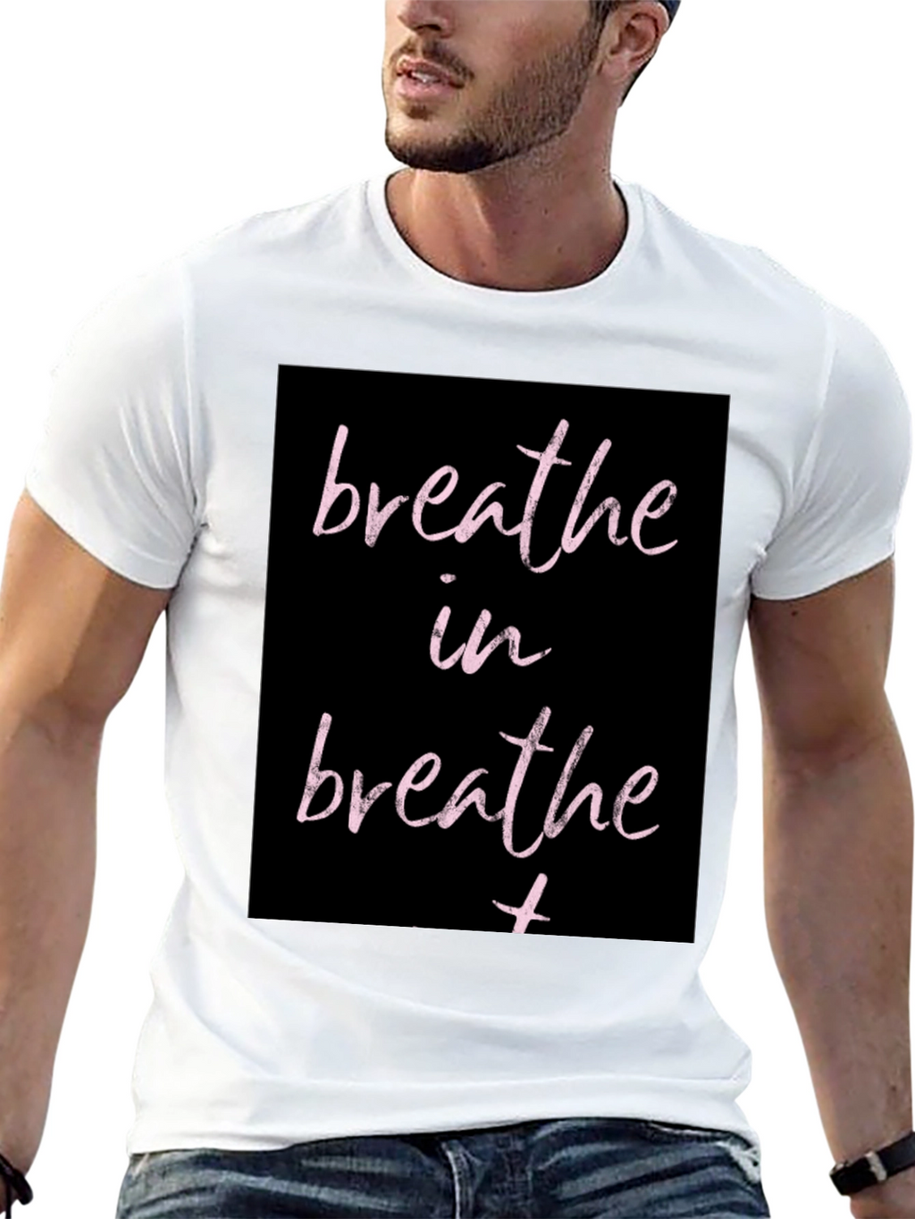 Breathe In Graphic Print Black T-Shirt