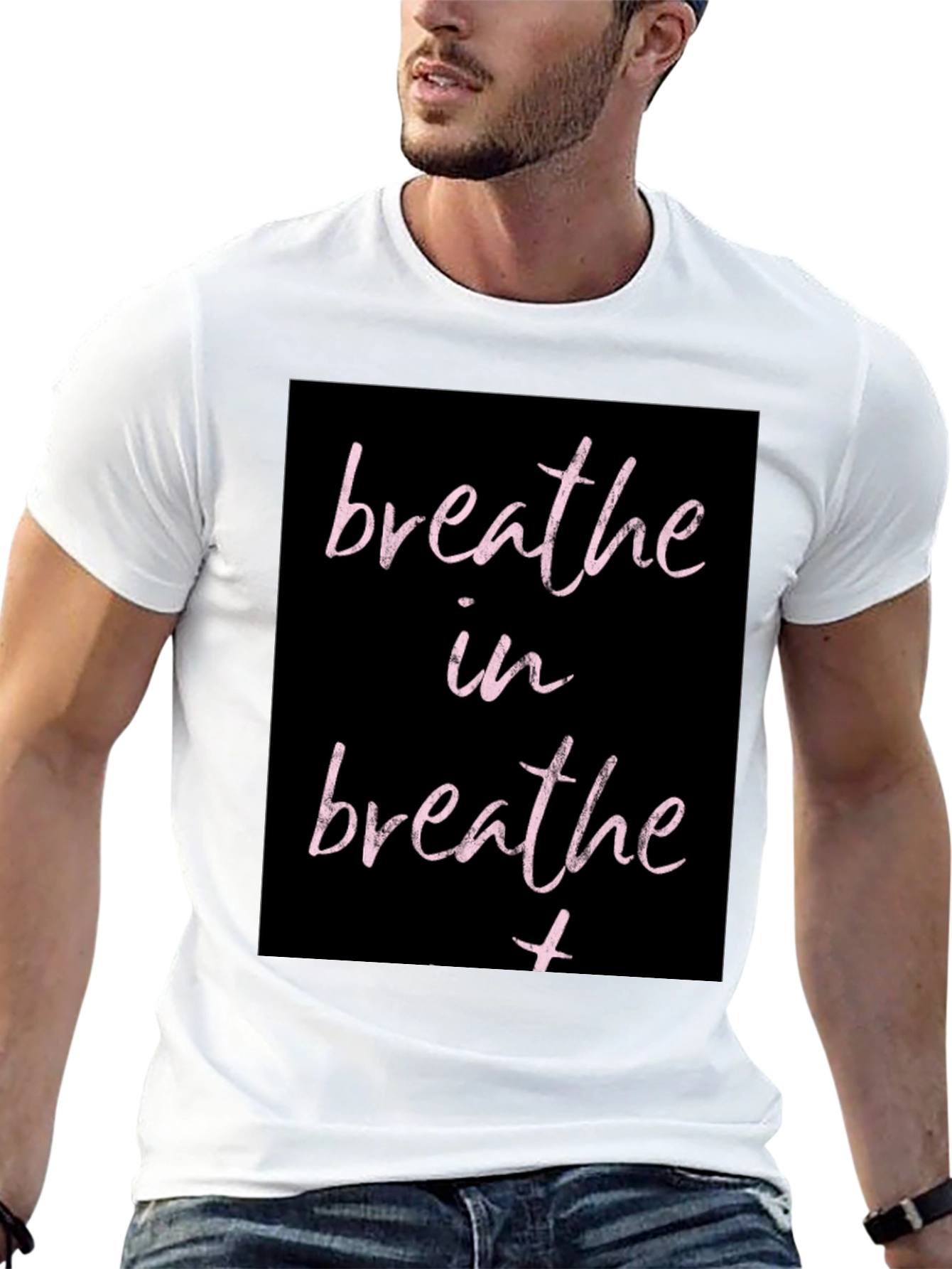 Breathe In Graphic Print Black T-Shirt
