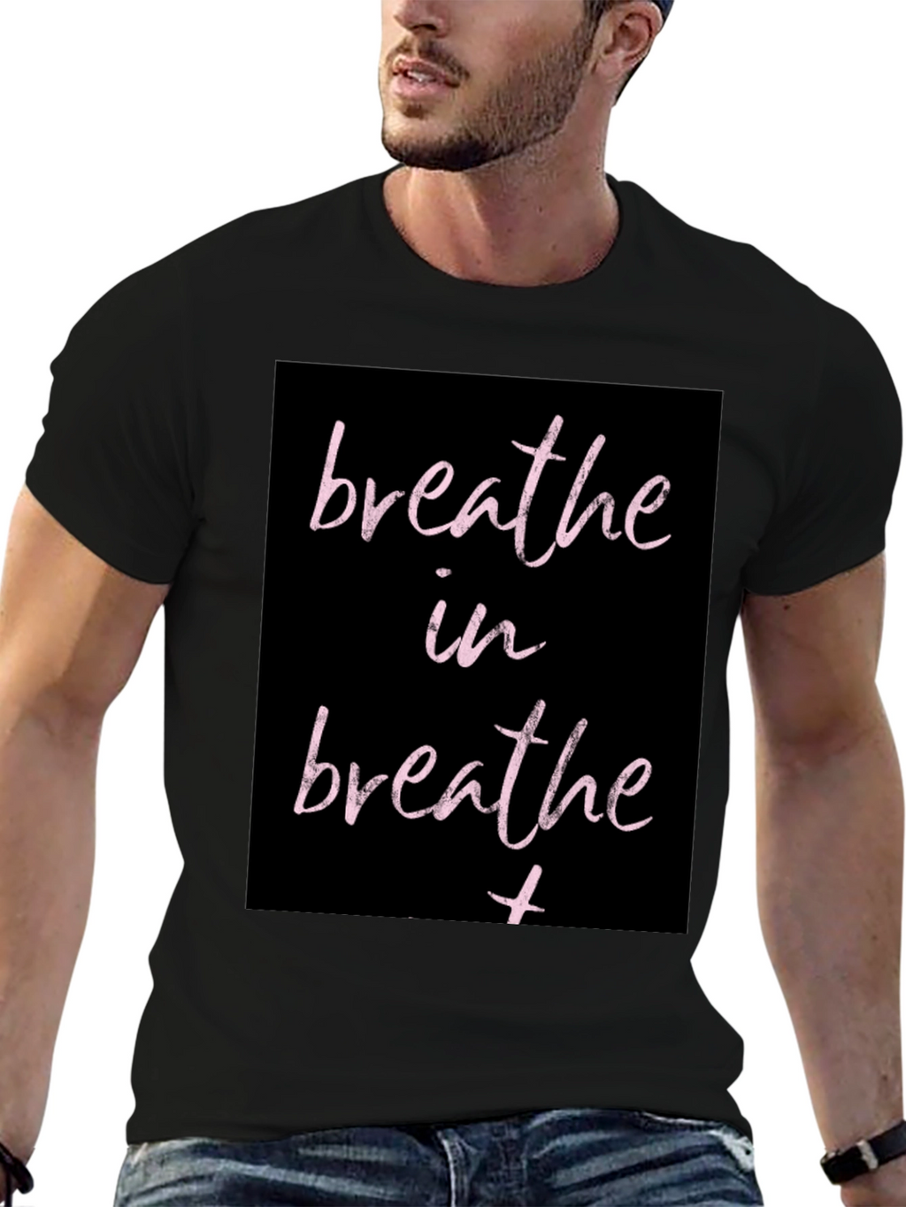 Breathe In Graphic Print Black T-Shirt