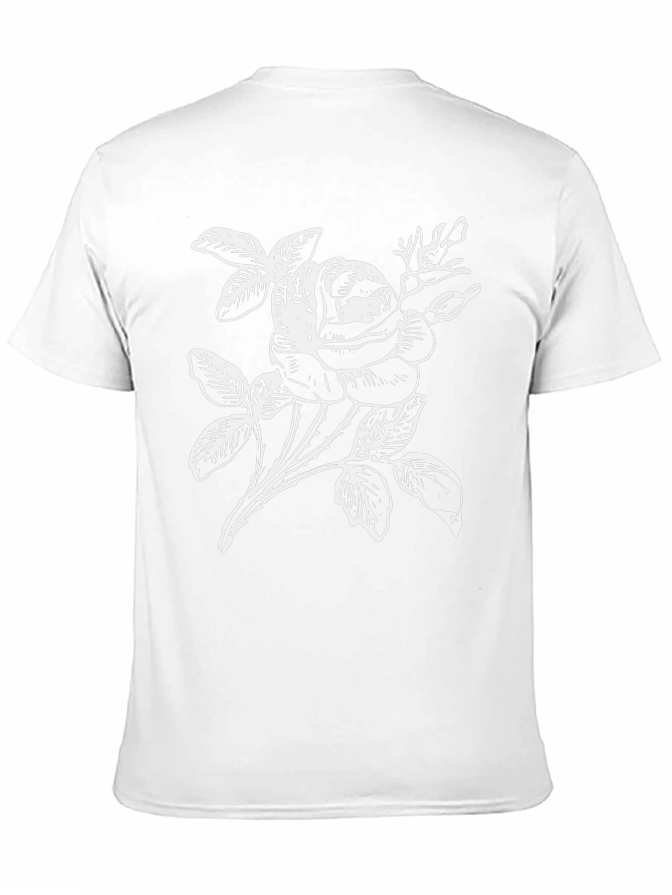 Black T-Shirt with White Rose Graphic