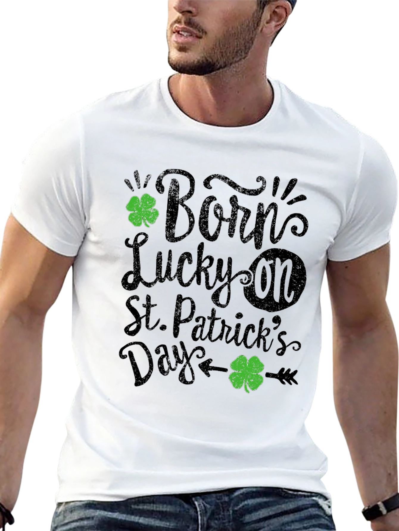 Born Lucky St. Patricks Day Black T-Shirt