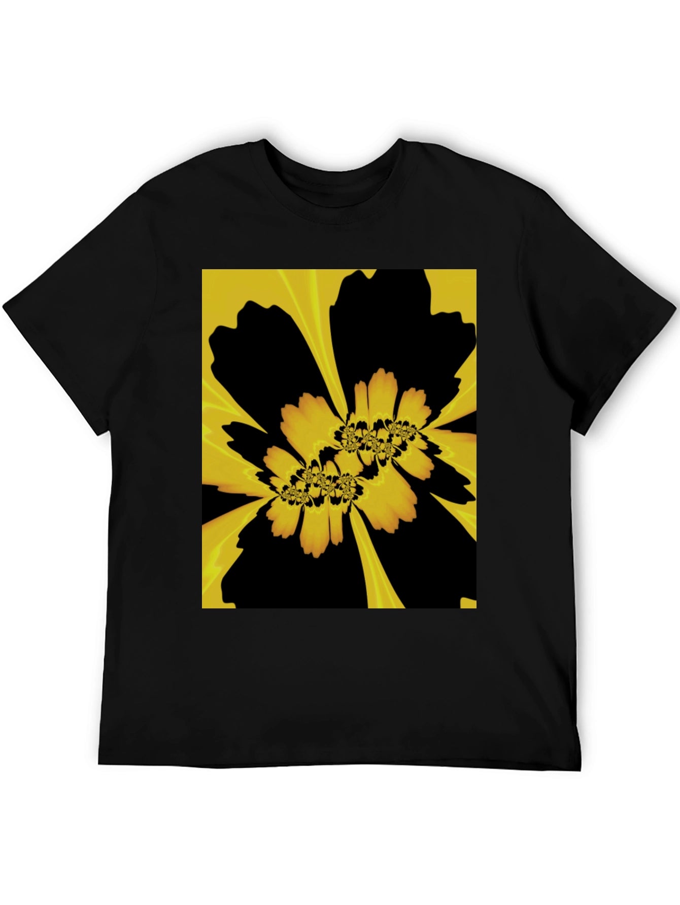 Abstract Floral Graphic Black T-Shirt
