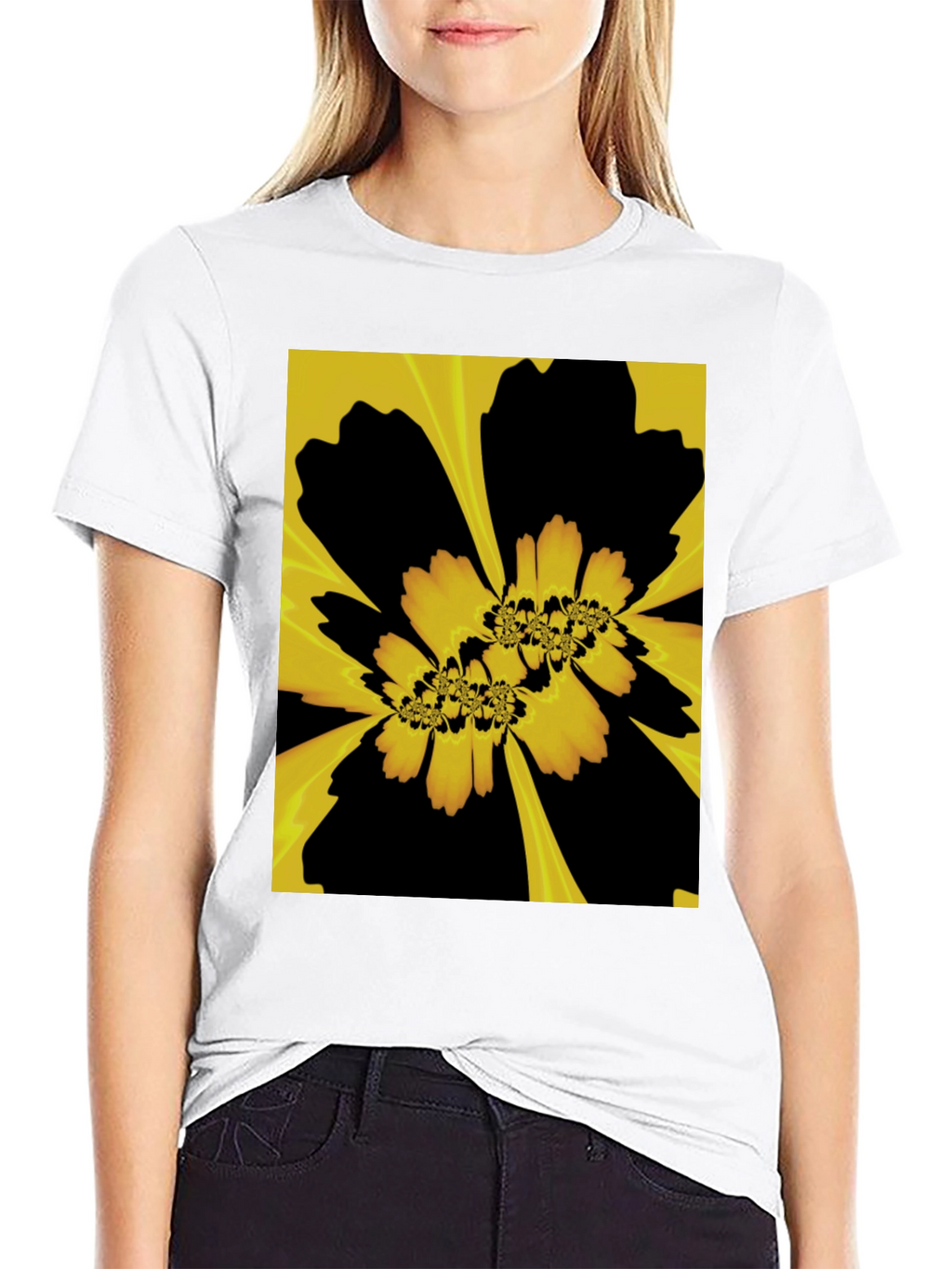 Abstract Floral Graphic Black T-Shirt