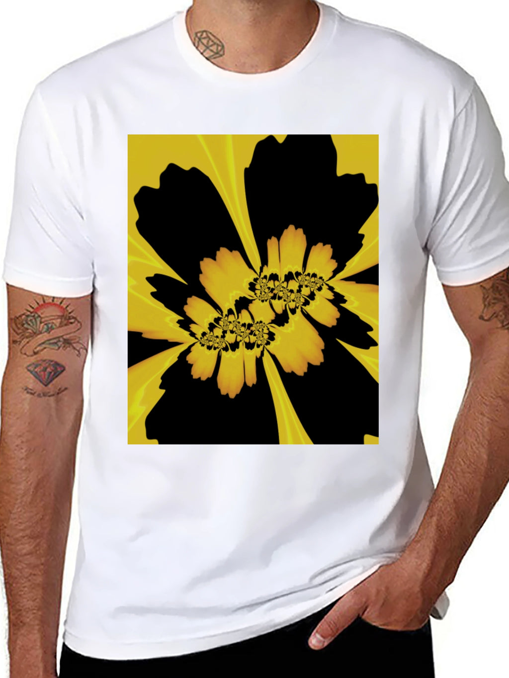 Abstract Floral Graphic Black T-Shirt