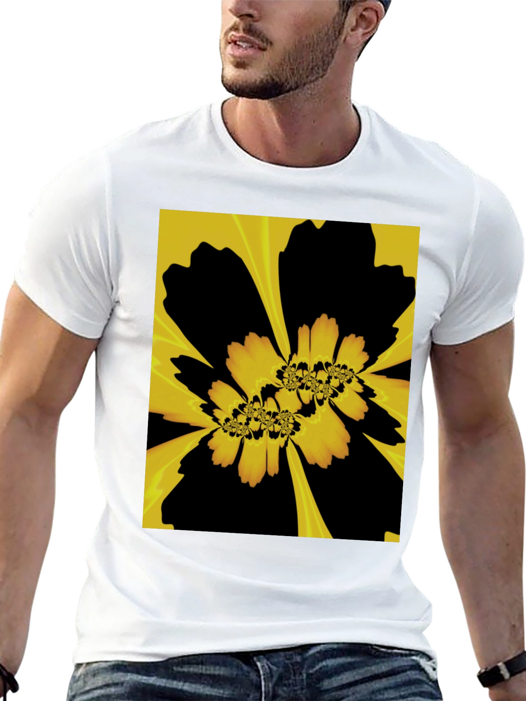 Abstract Floral Graphic Black T-Shirt