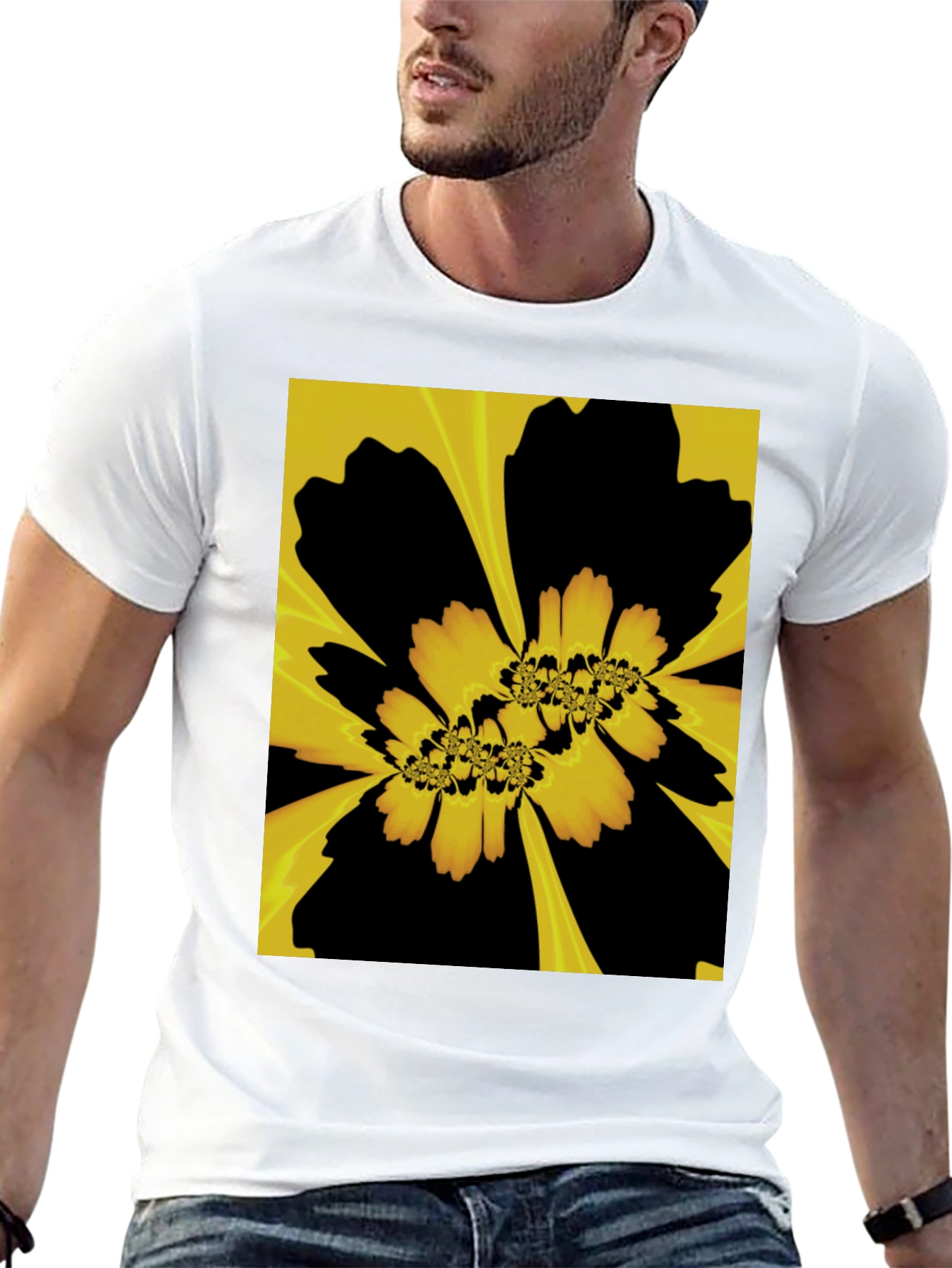 Abstract Floral Graphic Black T-Shirt