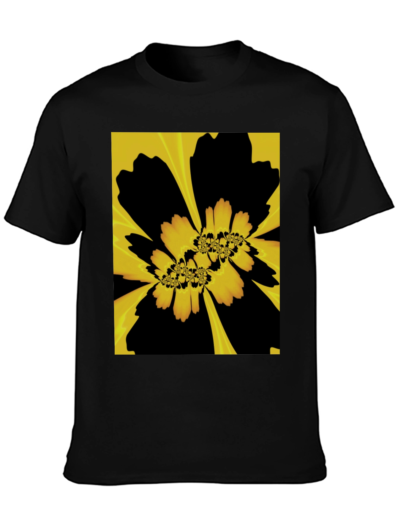 Abstract Floral Graphic Black T-Shirt