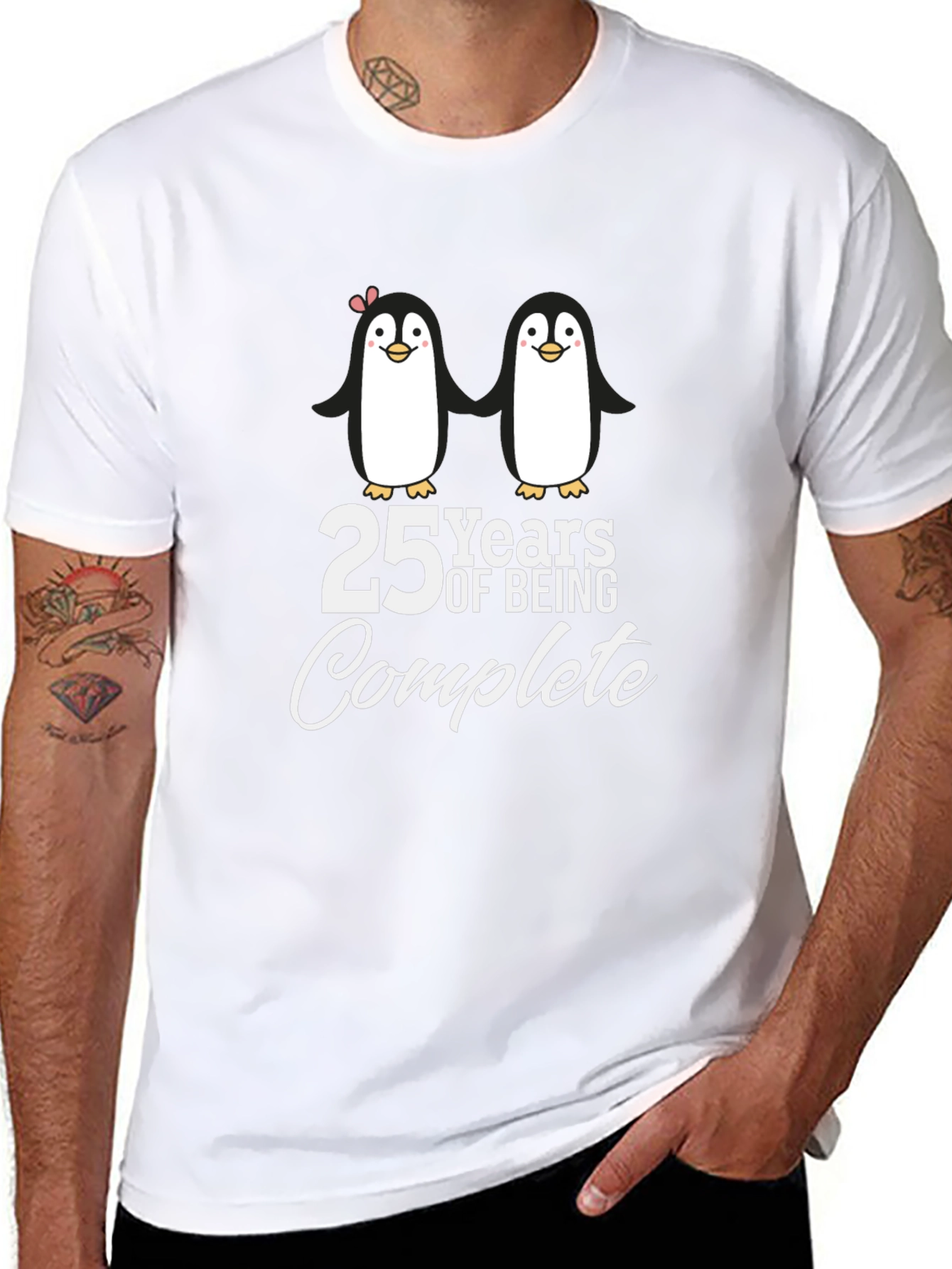 25 Years Complete Penguin Couple Anniversary T-Shirt