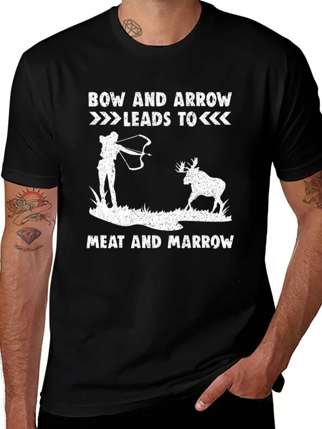 Bow & Arrow Leads to Meat Funny Hunter T-Shirt