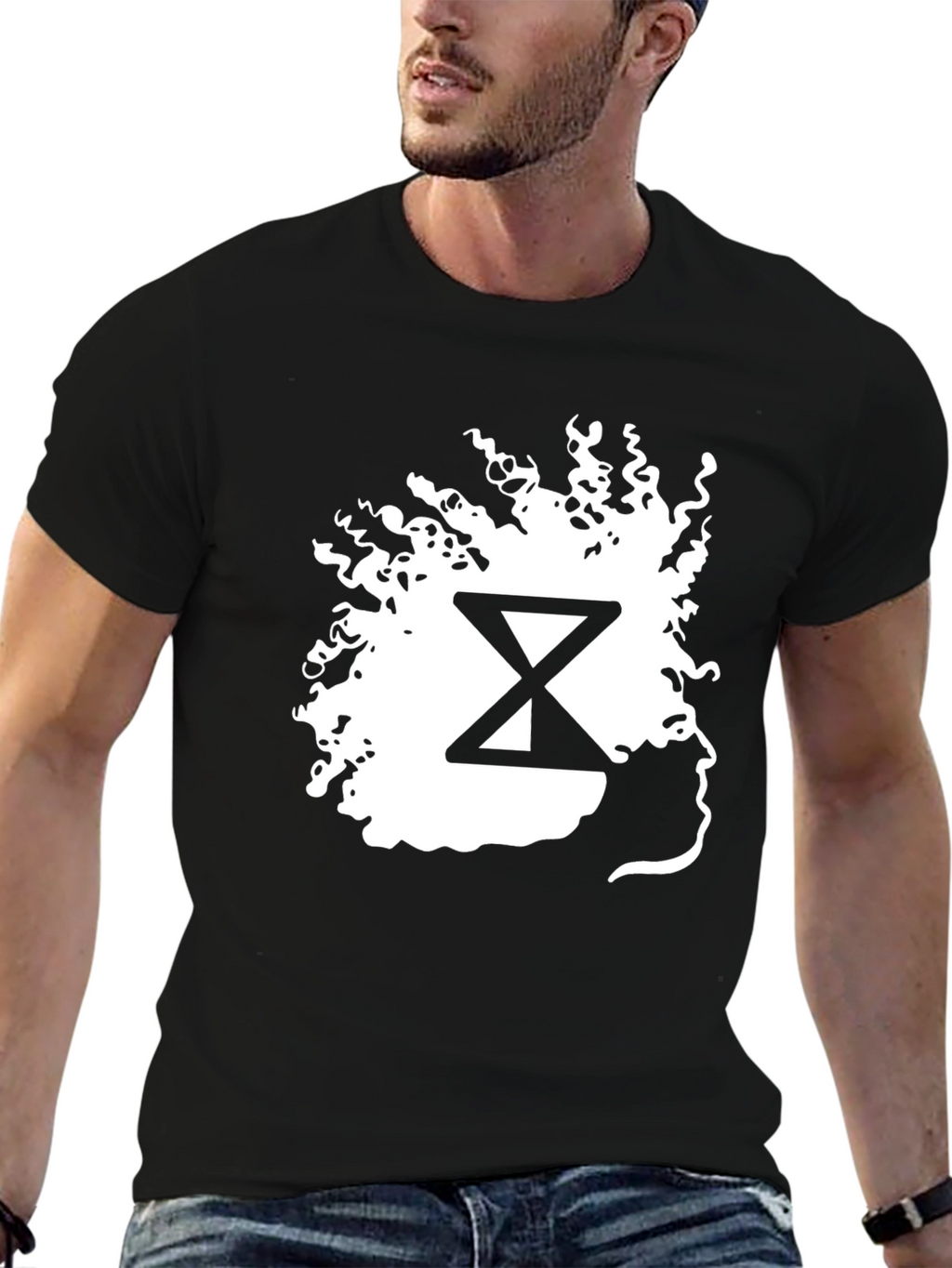 Abstract Hourglass Graphic Tee - Black