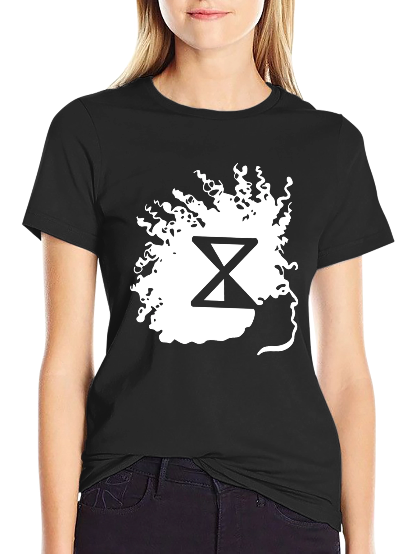 Abstract Hourglass Graphic Tee - Black