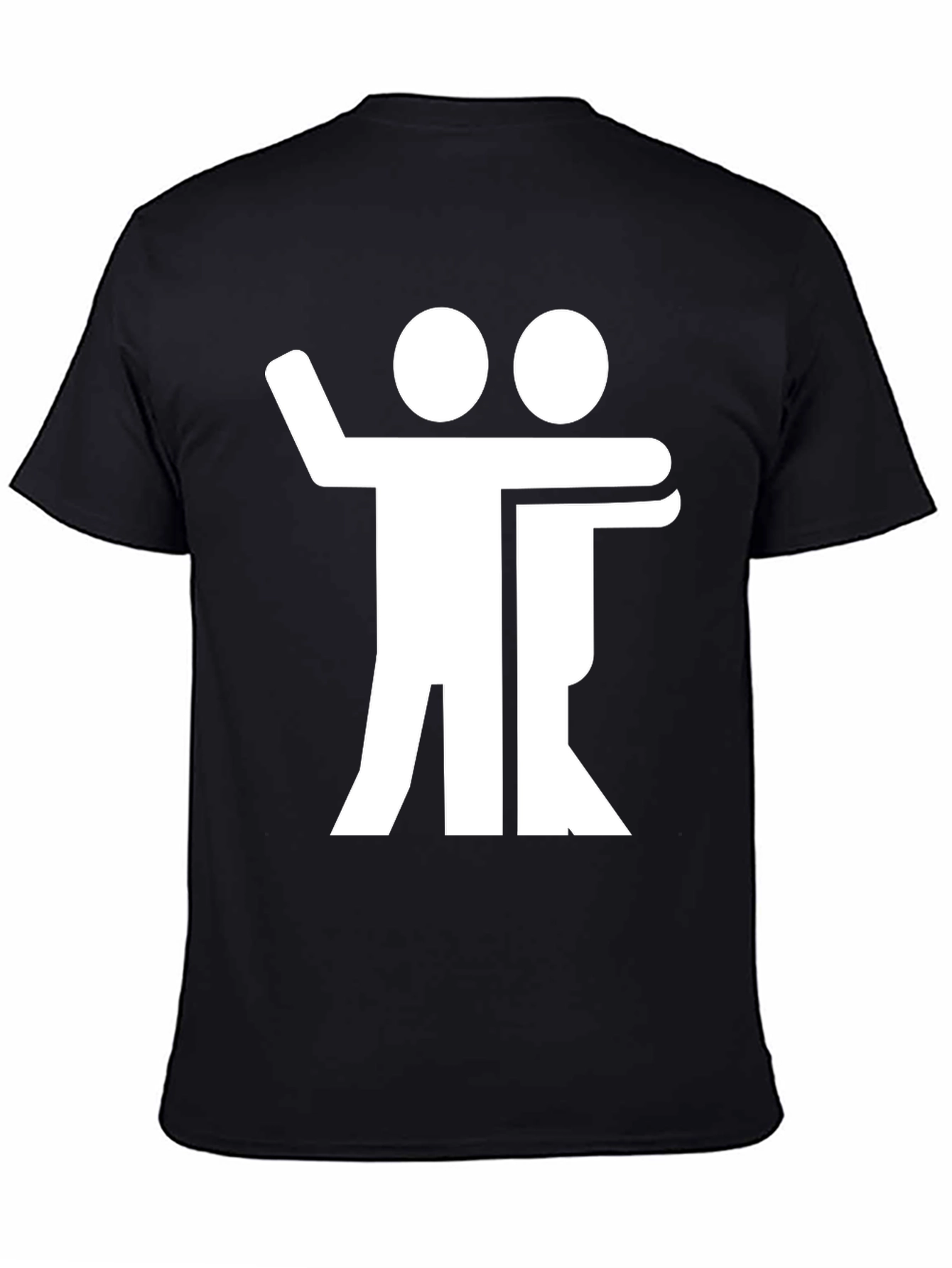 Black T-Shirt with Hugging Figures Graphic