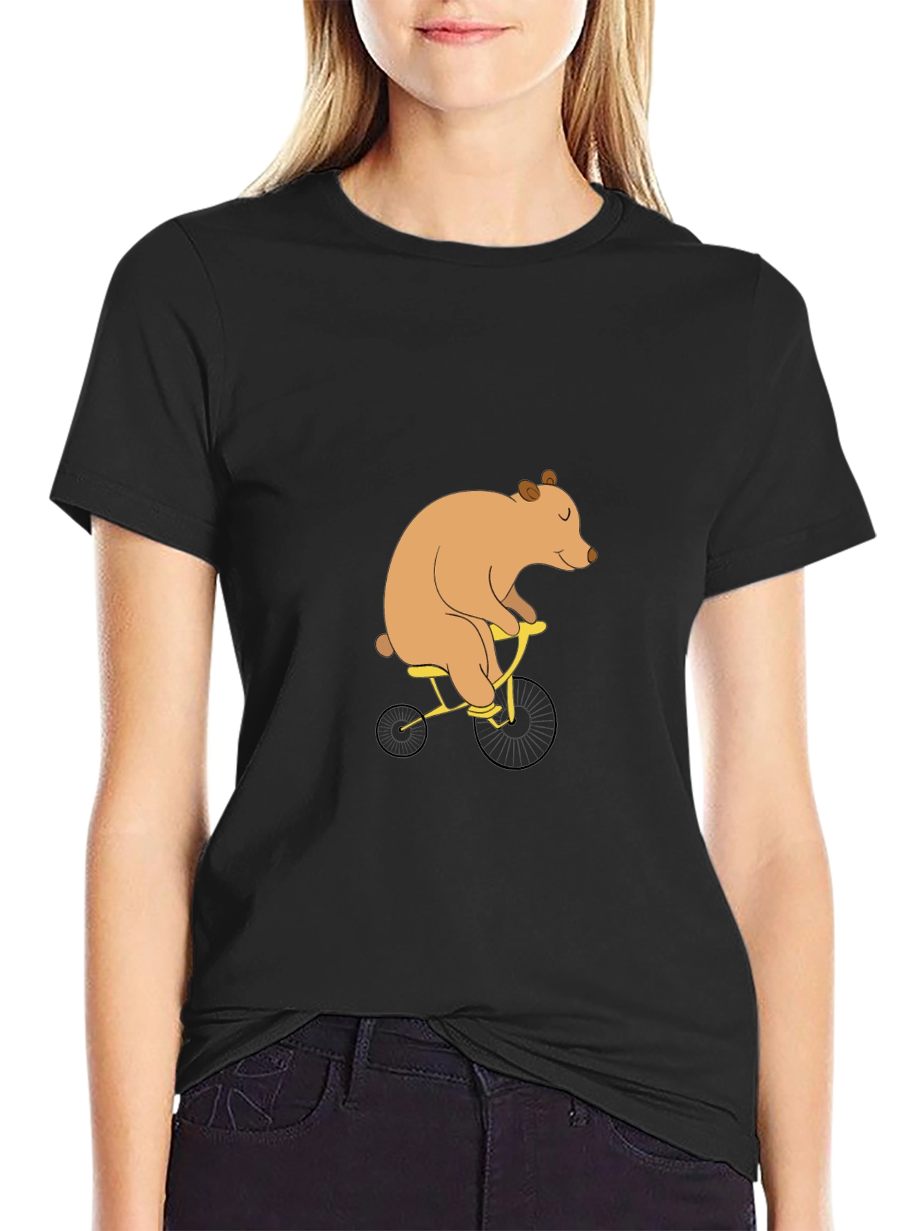 Bear on Bike Graphic Tee - Black T-Shirt