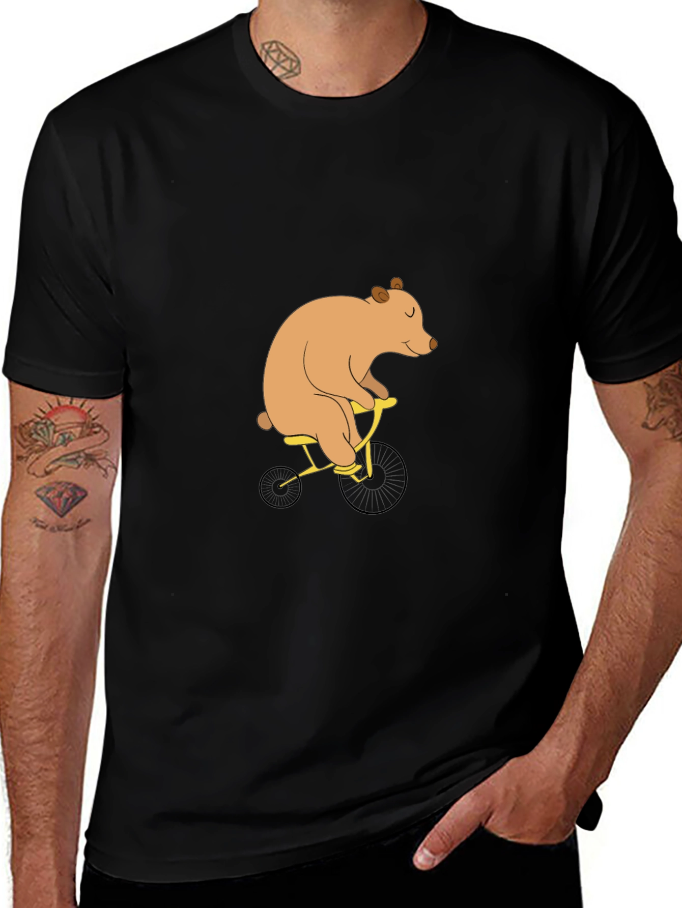 Bear on Bike Graphic Tee - Black T-Shirt