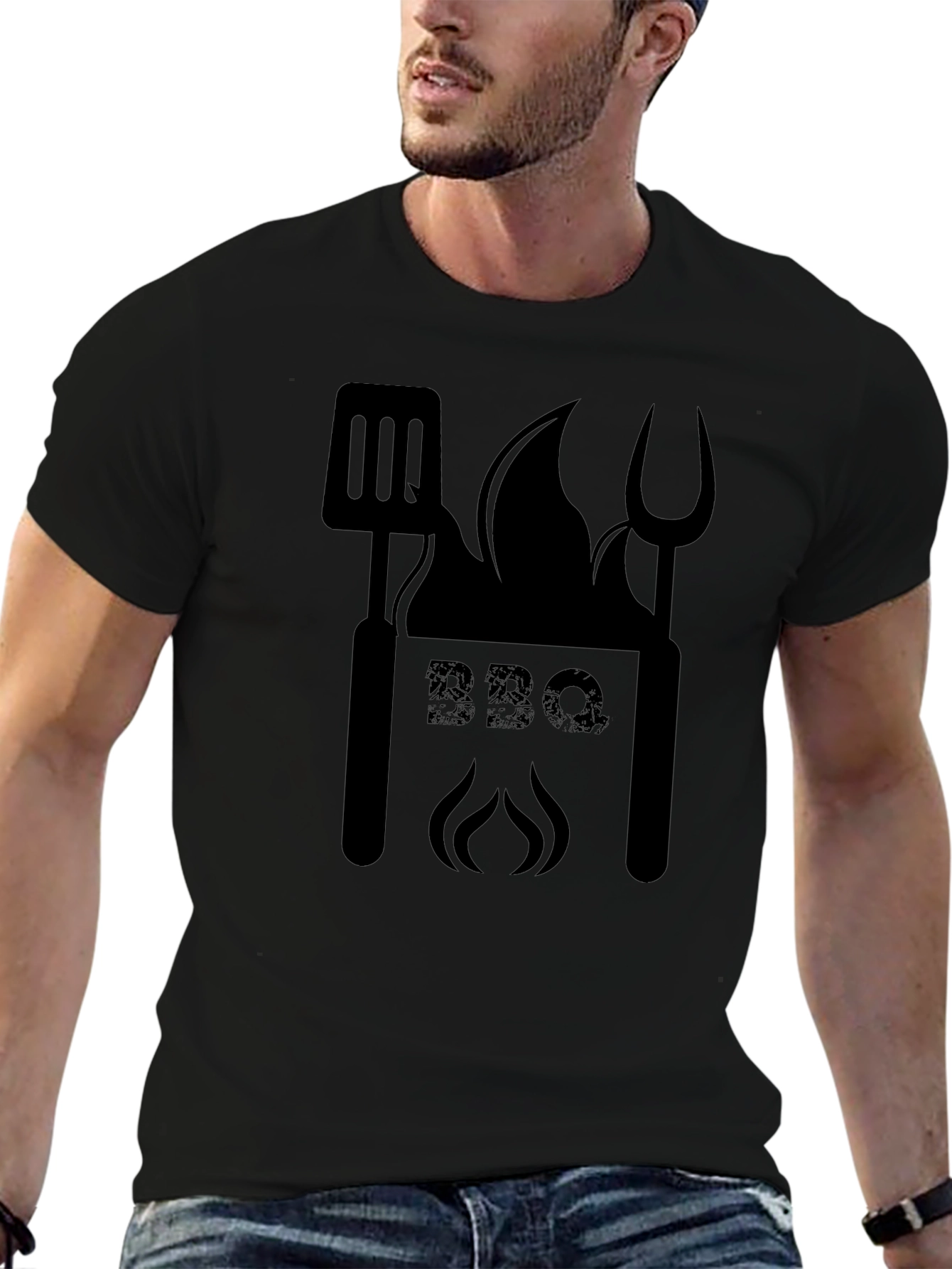 BBQ Grilling Master T-Shirt - Black Cotton