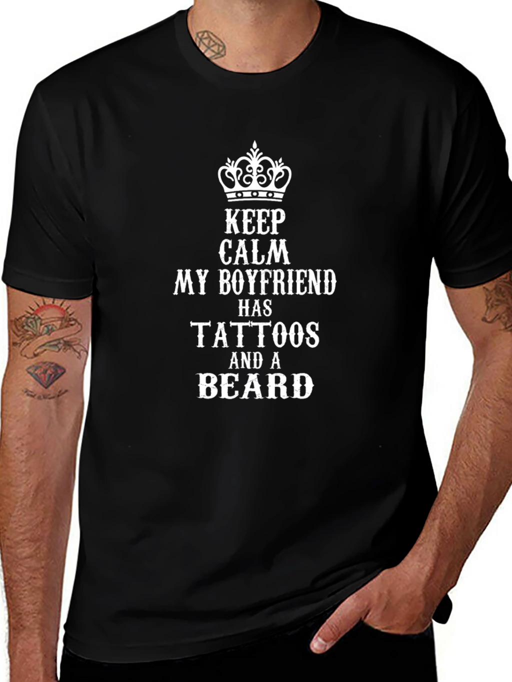 Boyfriend Tattoo Beard T-Shirt | Keep Calm