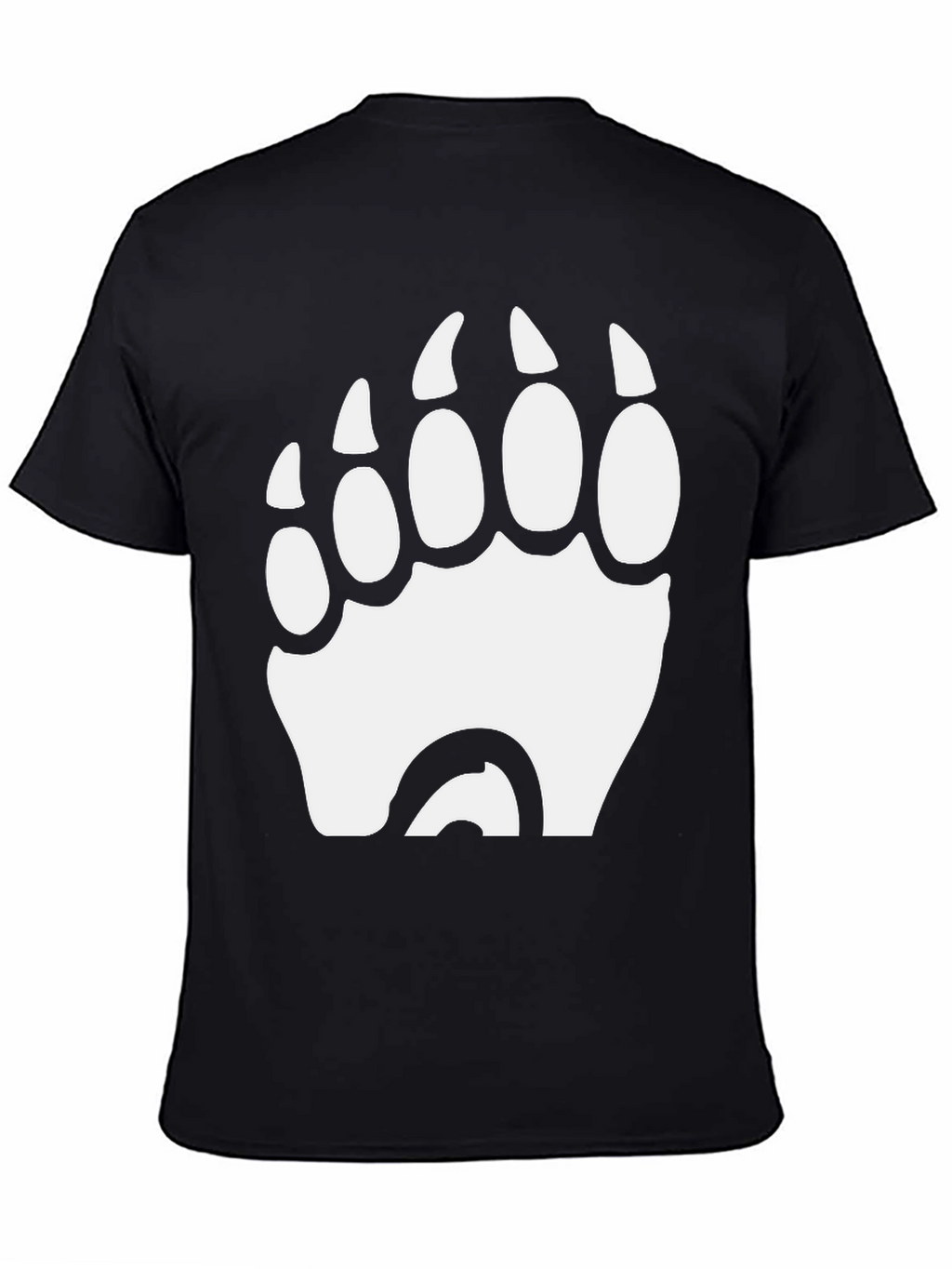 Bear Paw Print Graphic T-Shirt - Black