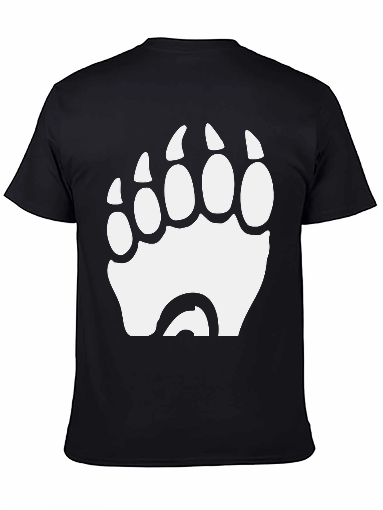 Bear Paw Print Graphic T-Shirt - Black