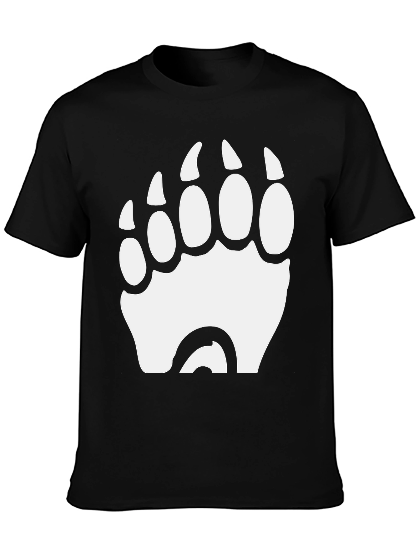 Bear Paw Print Graphic T-Shirt - Black