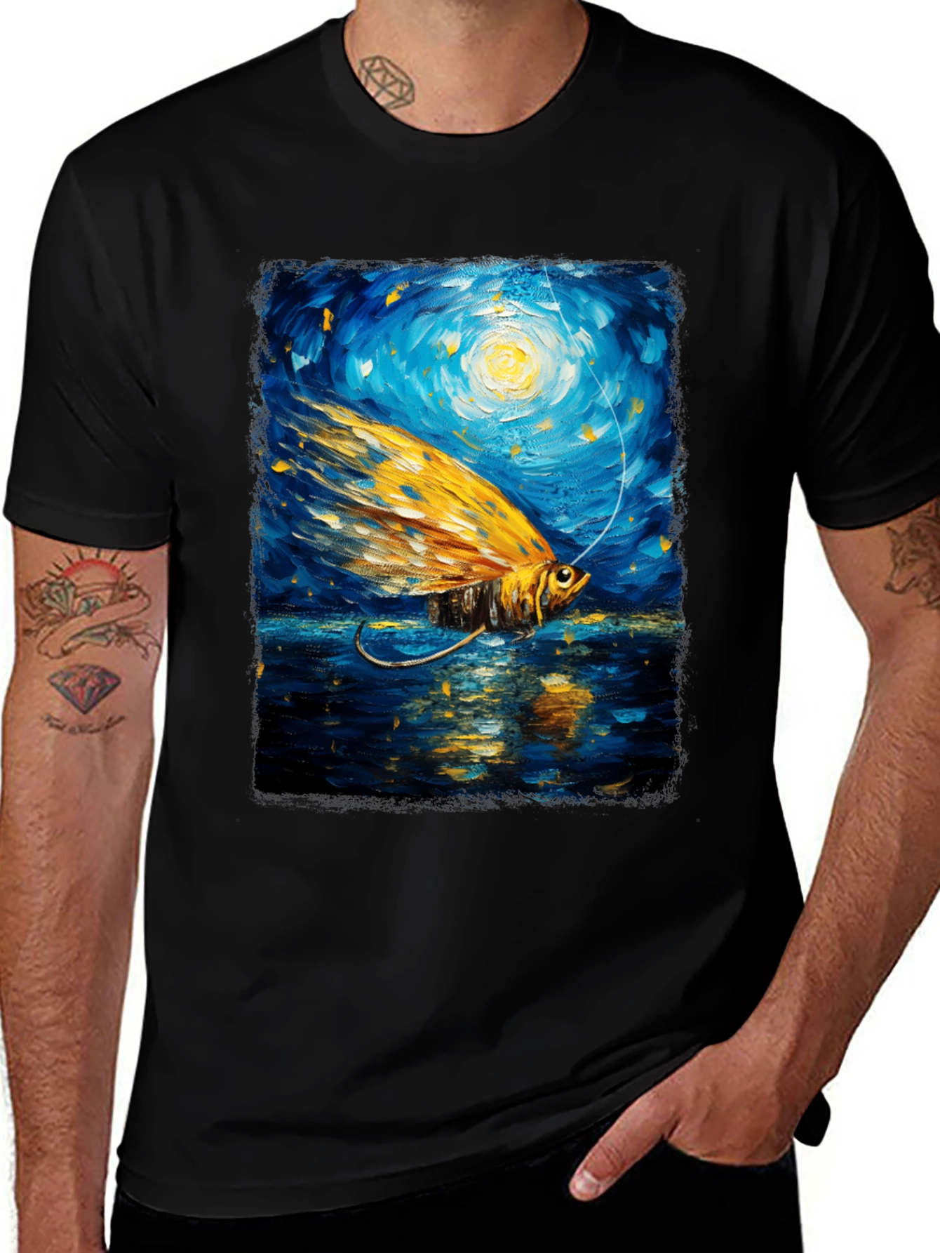 Artistic Fishing Lure Graphic T-Shirt