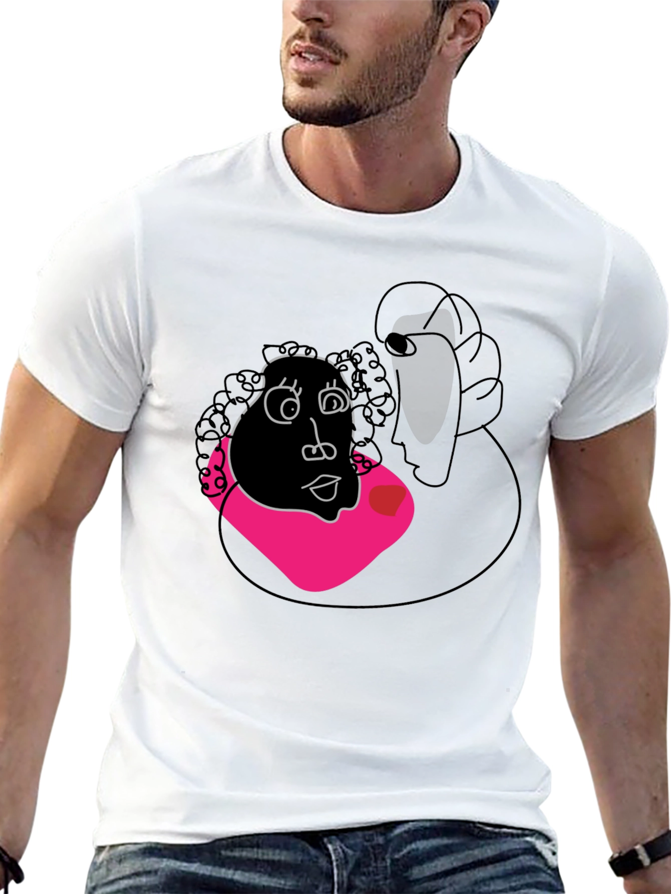 Abstract Graphic Tee - Black Crew Neck Shirt