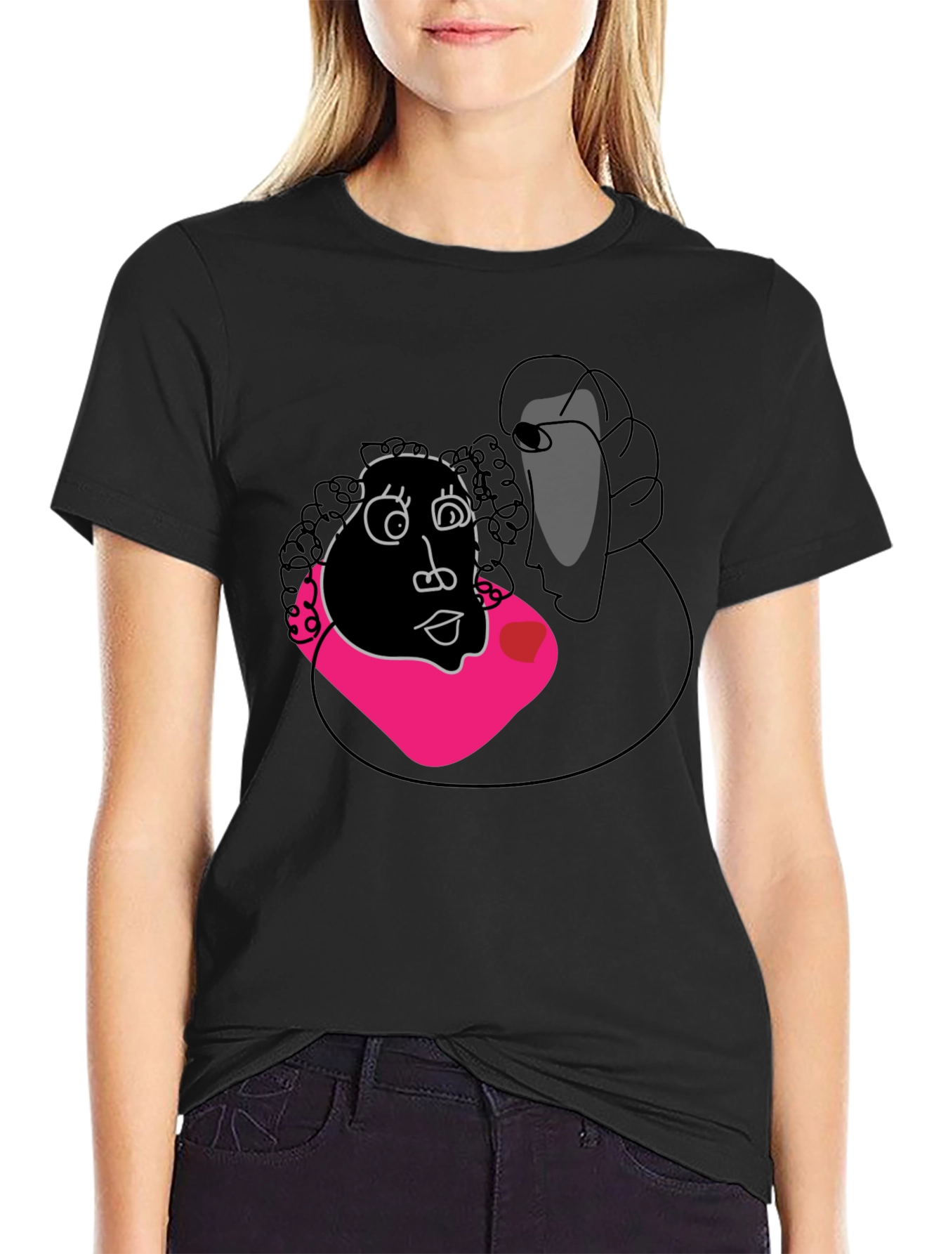 Abstract Graphic Tee - Black Crew Neck Shirt