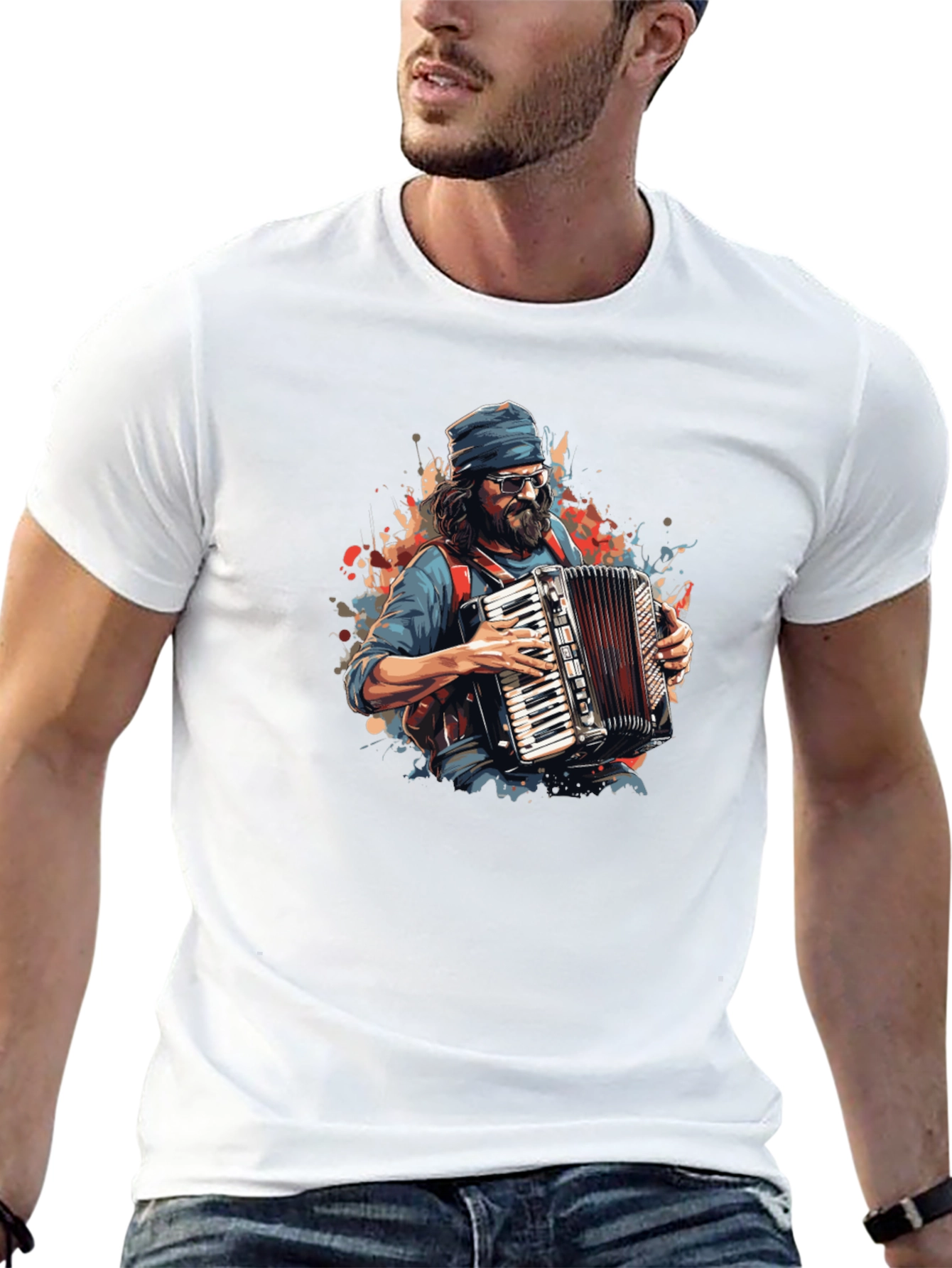 Accordion Player Graphic Tee - Black