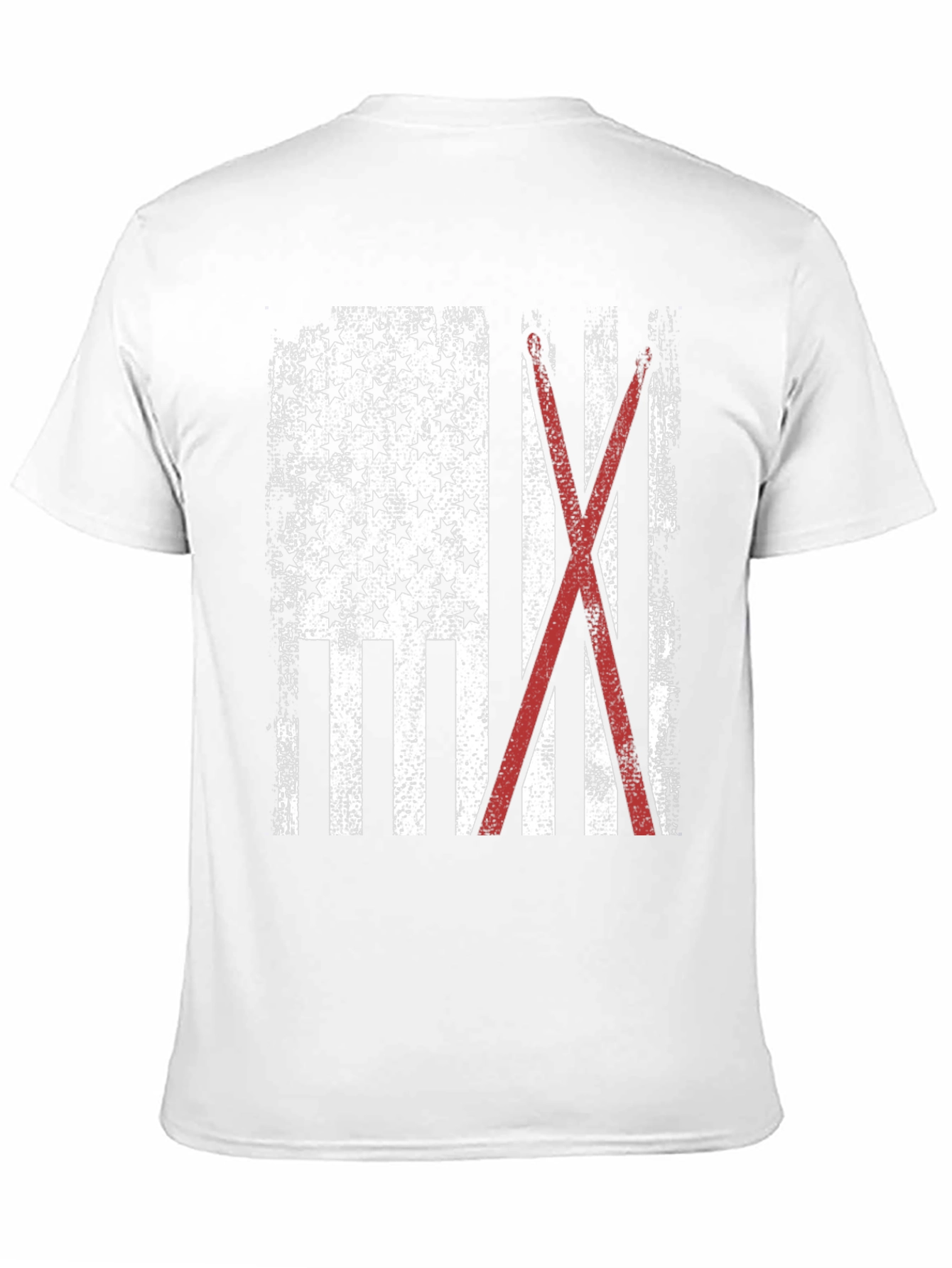 American Flag with Crossed Red Drumsticks Tee