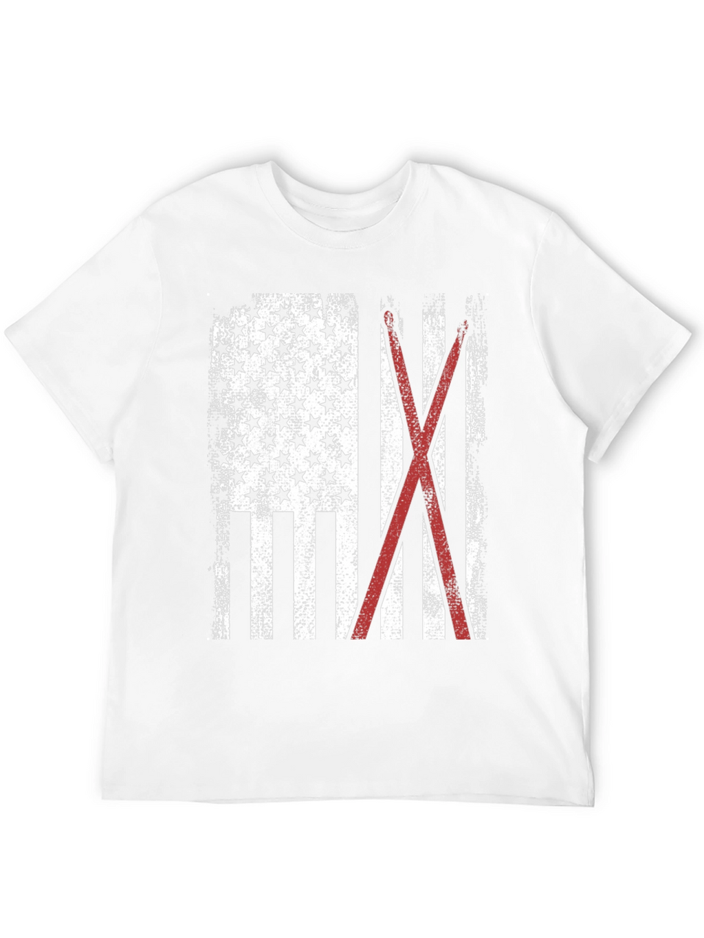 American Flag with Crossed Red Drumsticks Tee