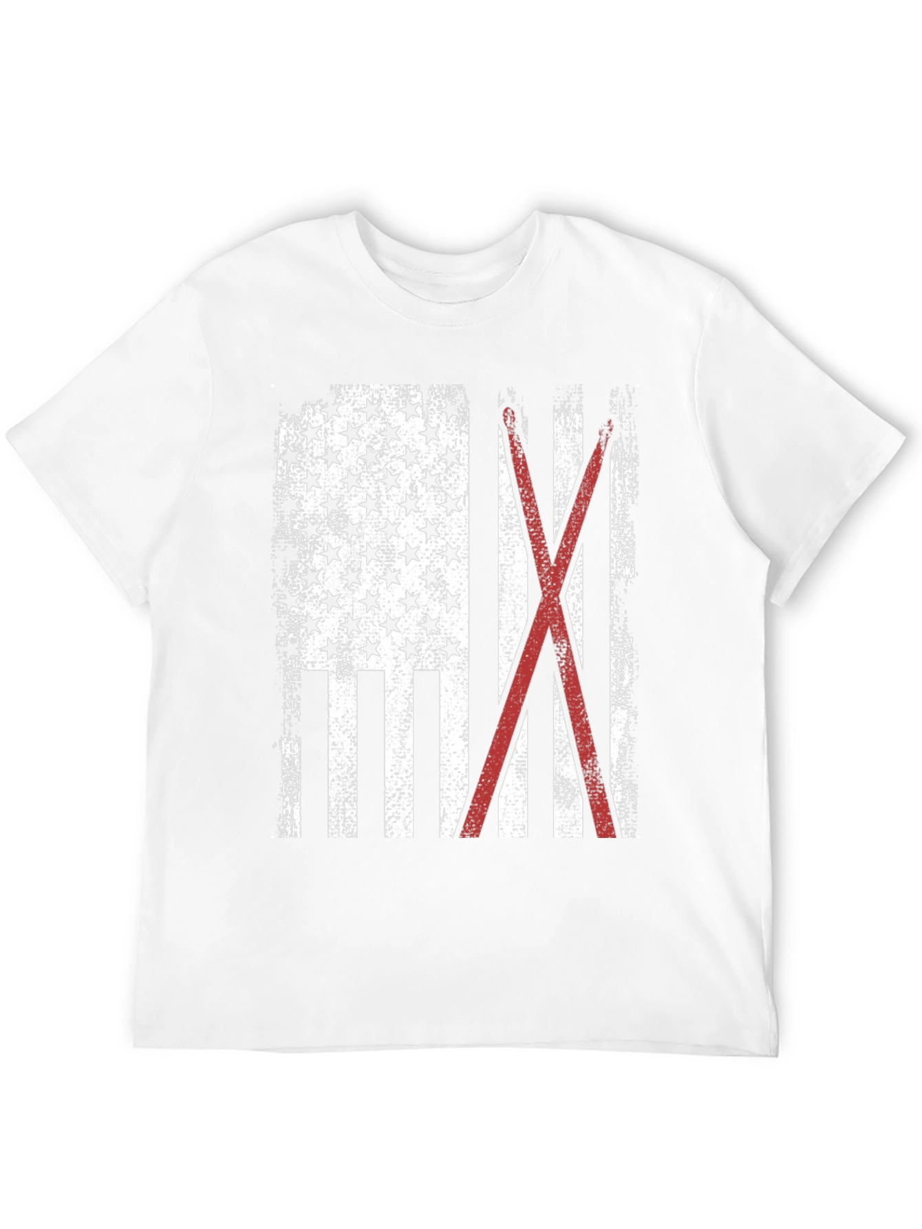 American Flag with Crossed Red Drumsticks Tee