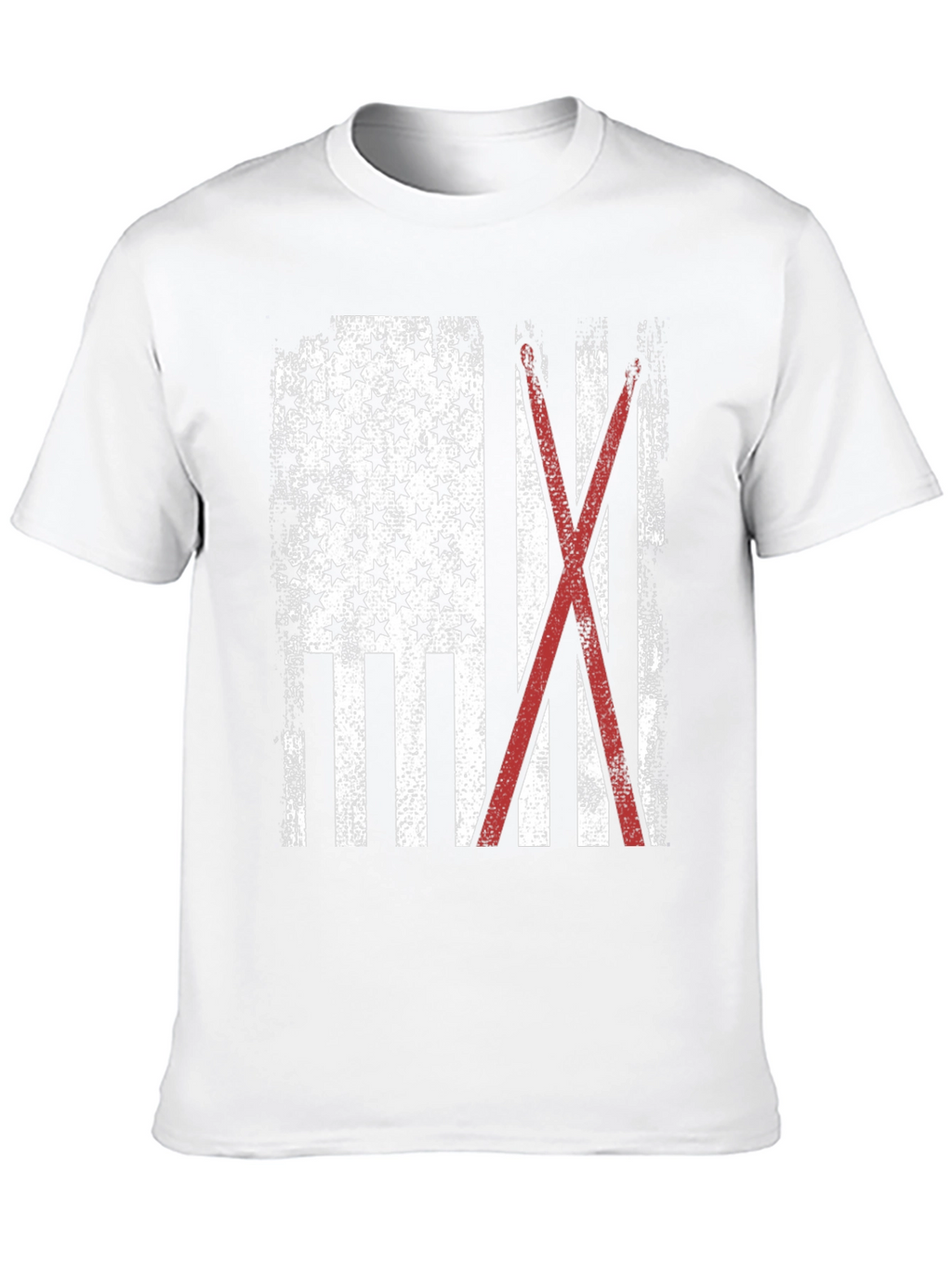 American Flag with Crossed Red Drumsticks Tee