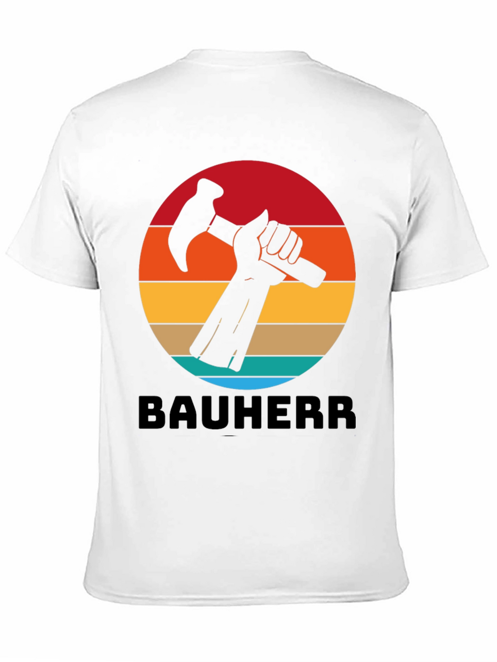 Bauherr T-Shirt - Retro Sunset Hammer Design