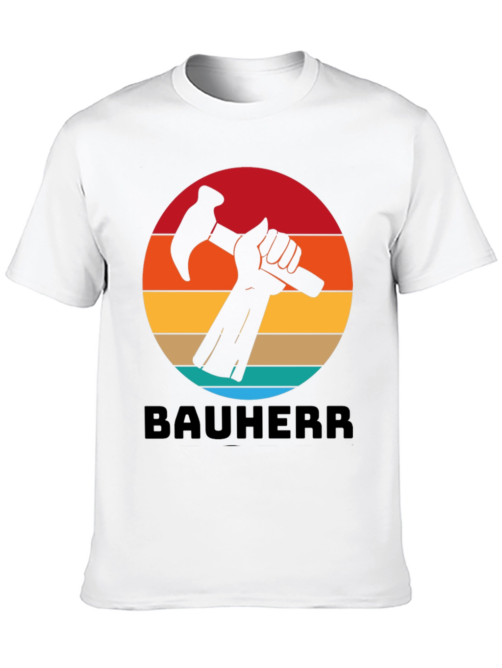 Bauherr T-Shirt - Retro Sunset Hammer Design