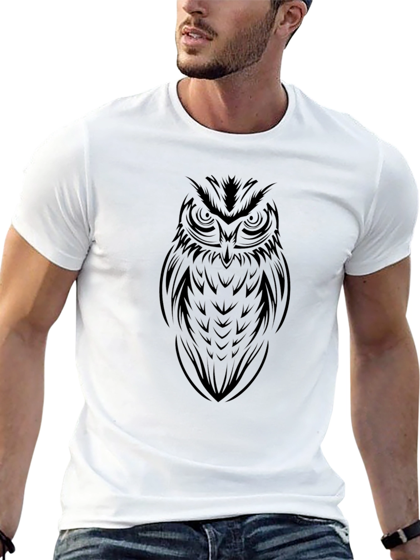 Black Owl Graphic Tee - Mens Casual T-Shirt