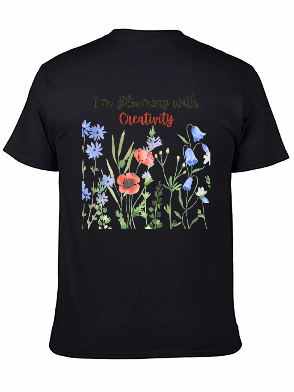 Blooming Creativity Black Graphic T-Shirt