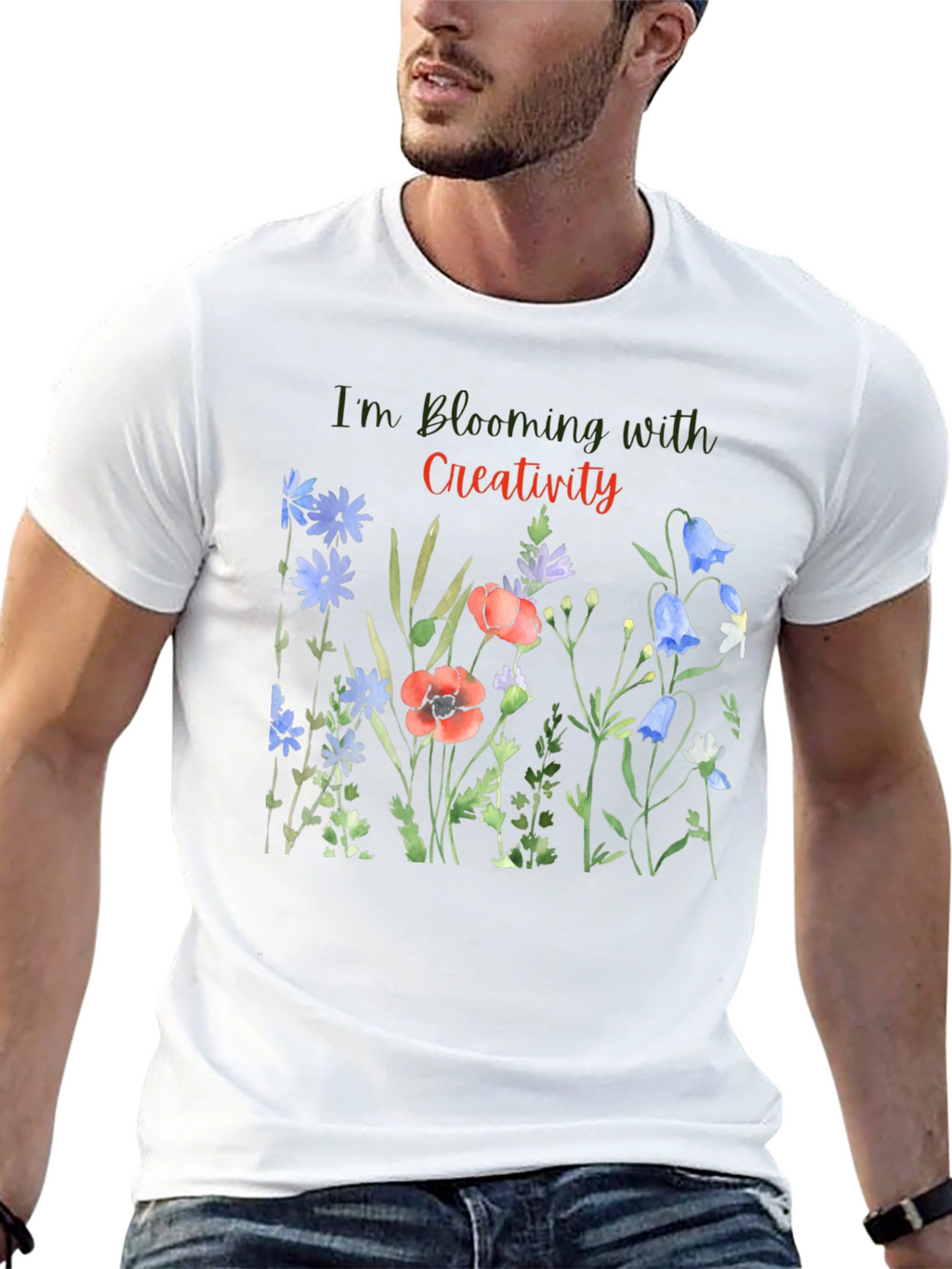 Blooming Creativity Black Graphic T-Shirt