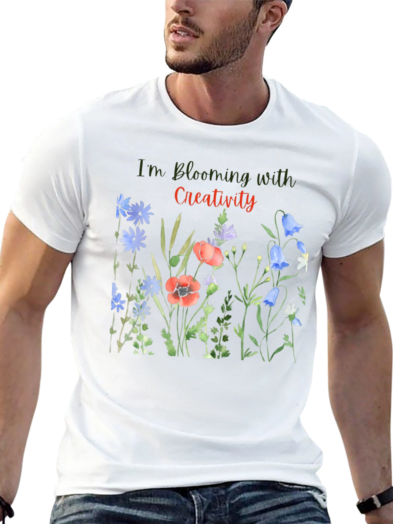 Blooming Creativity Black Graphic T-Shirt