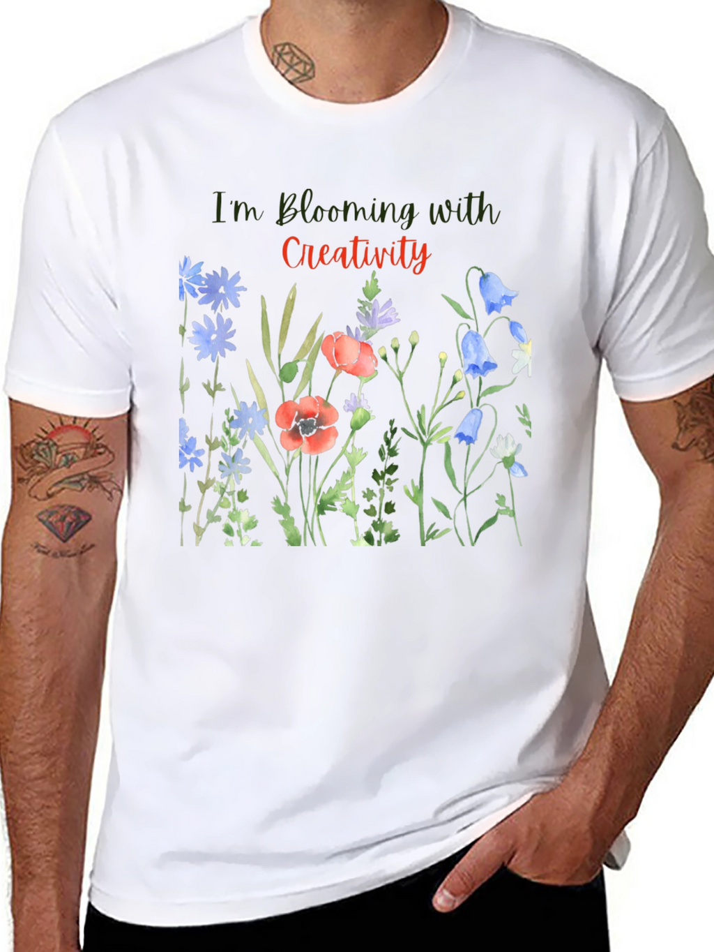 Blooming Creativity Black Graphic T-Shirt