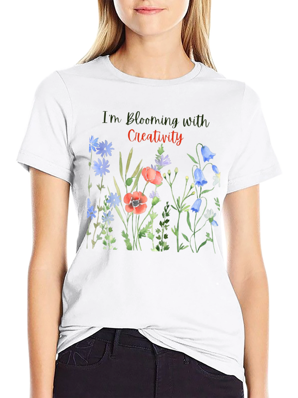 Blooming Creativity Black Graphic T-Shirt