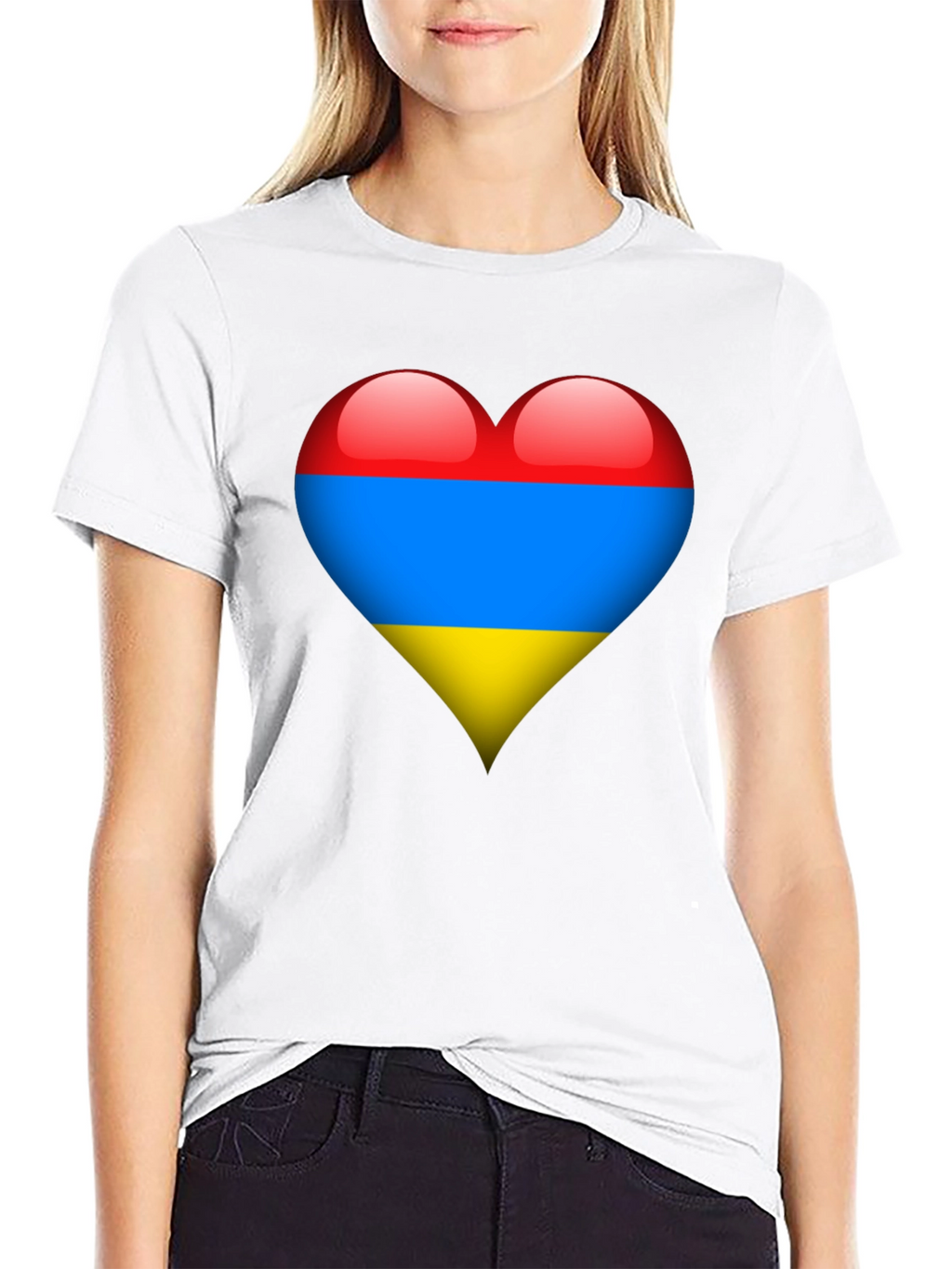 Armenia Flag Heart Graphic Tee - Black